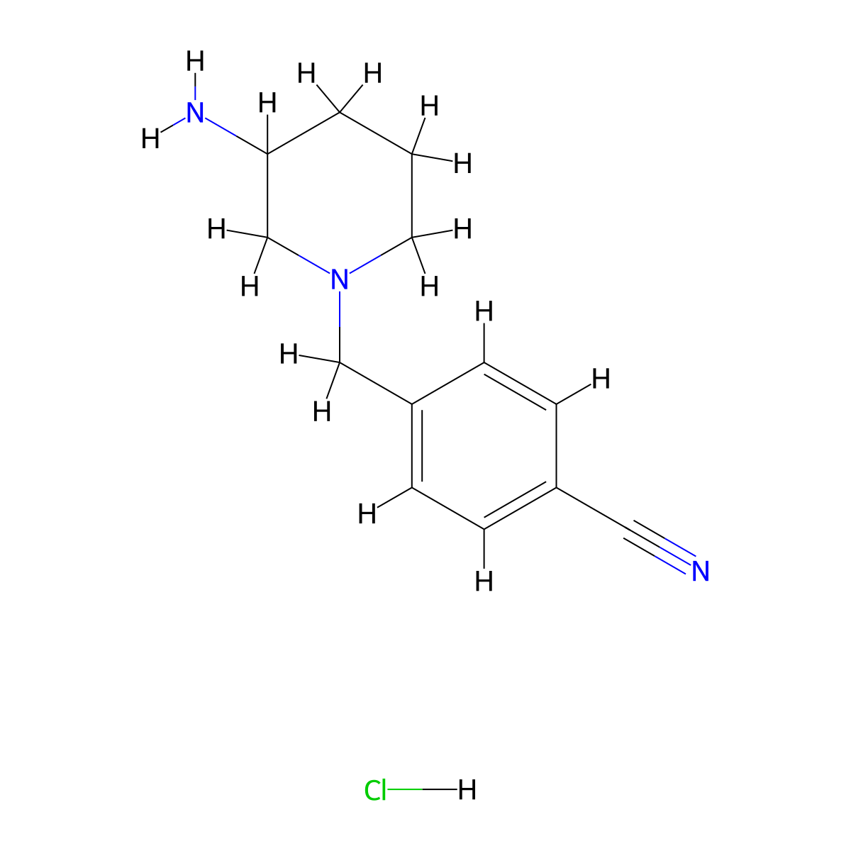 4-((3-Aminopiperidin-1-yl)methyl)benzonitrile hydrochloride molecular structure, CAS 1353972-48-1