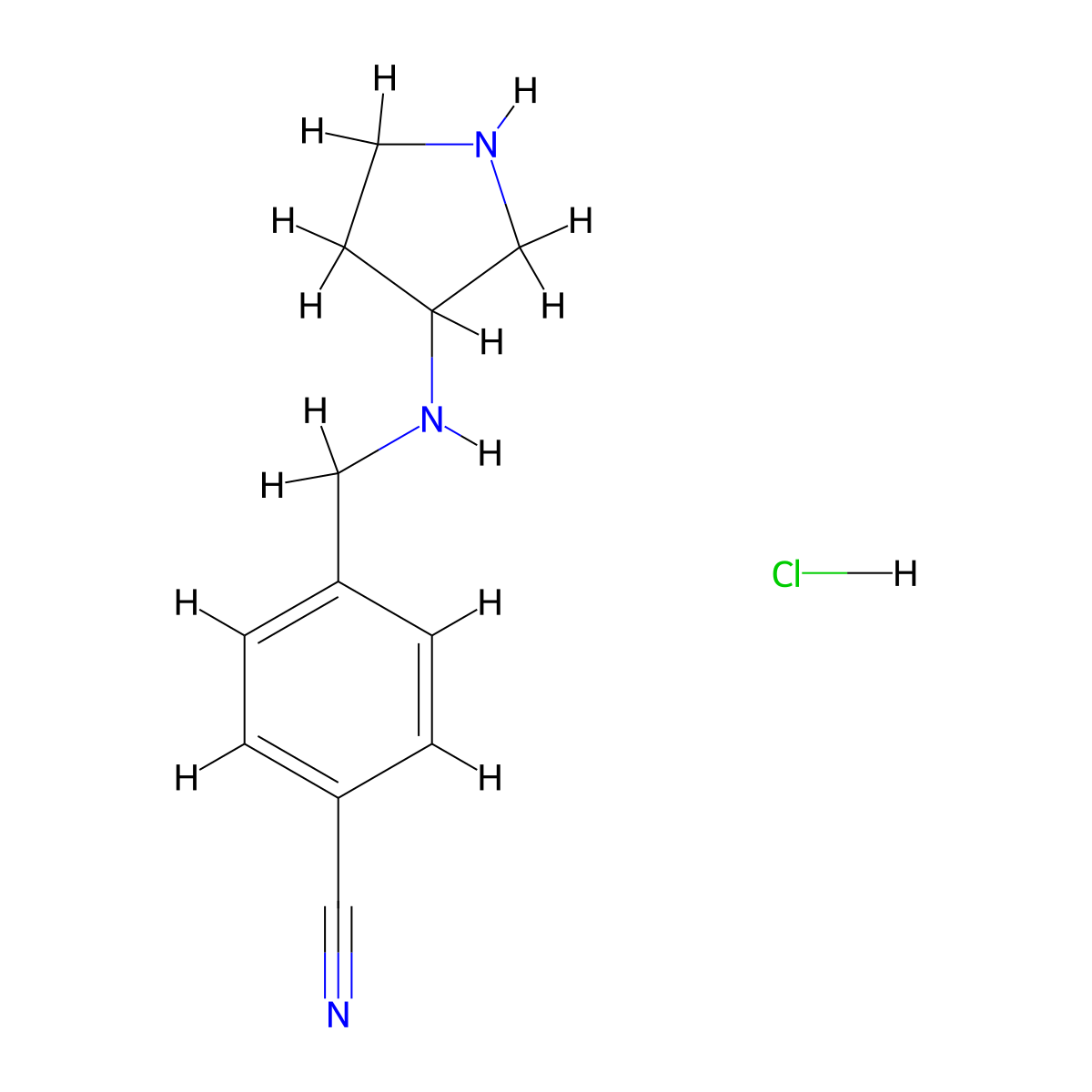 4-((Pyrrolidin-3-ylamino)methyl)benzonitrile hydrochloride molecular structure, CAS 1353972-60-7