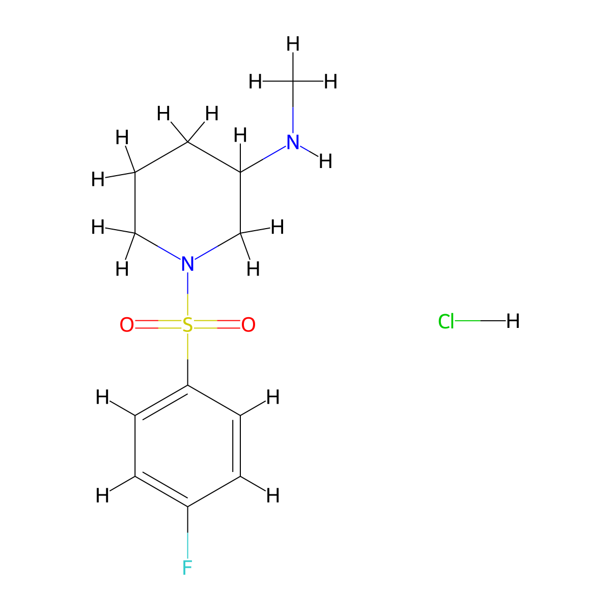 1-((4-Fluorophenyl)sulfonyl)-N-methylpiperidin-3-amine hydrochloride molecular structure, CAS 1353972-68-5