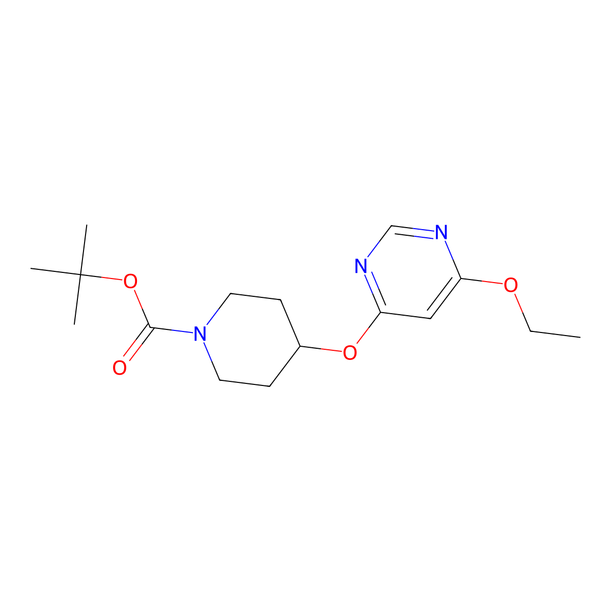 tert-Butyl 4-((6-ethoxypyrimidin-4-yl)oxy)piperidine-1-carboxylate molecular structure, CAS 1353972-77-6