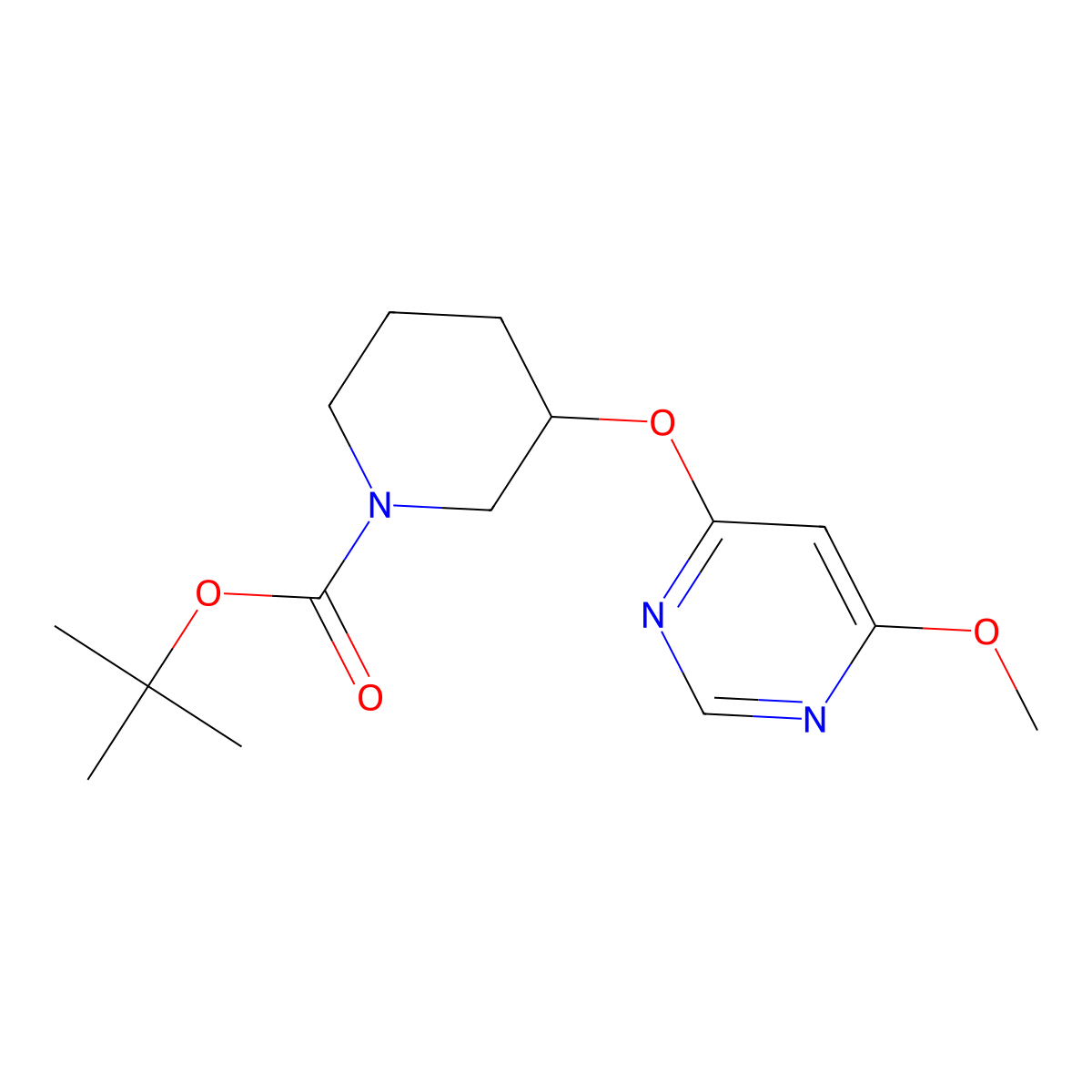 tert-Butyl 3-((6-methoxypyrimidin-4-yl)oxy)piperidine-1-carboxylate molecular structure, CAS 1353972-94-7