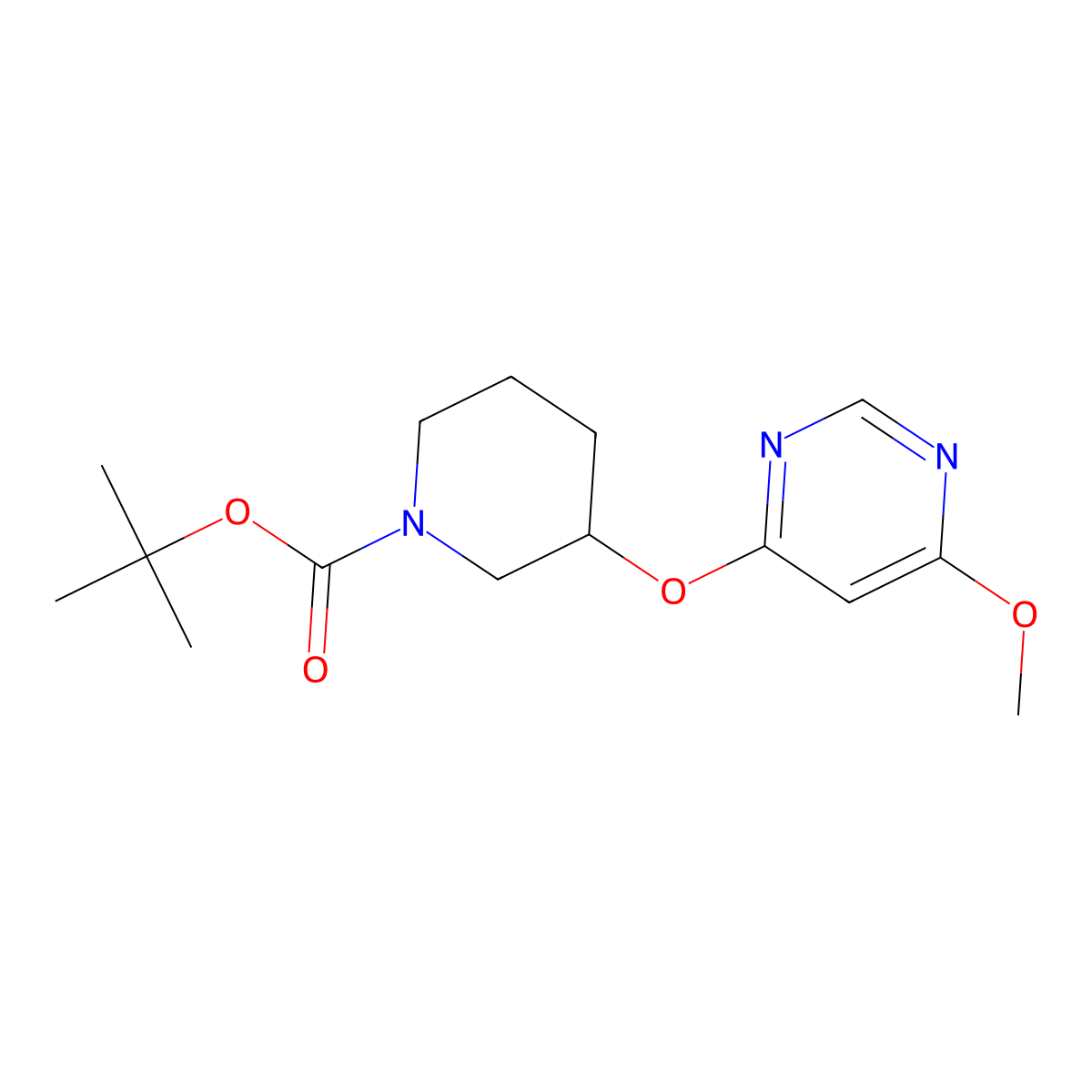 tert-Butyl 3-((6-methoxypyrimidin-4-yl)oxy)piperidine-1-carboxylate molecular structure, CAS 1353972-94-7