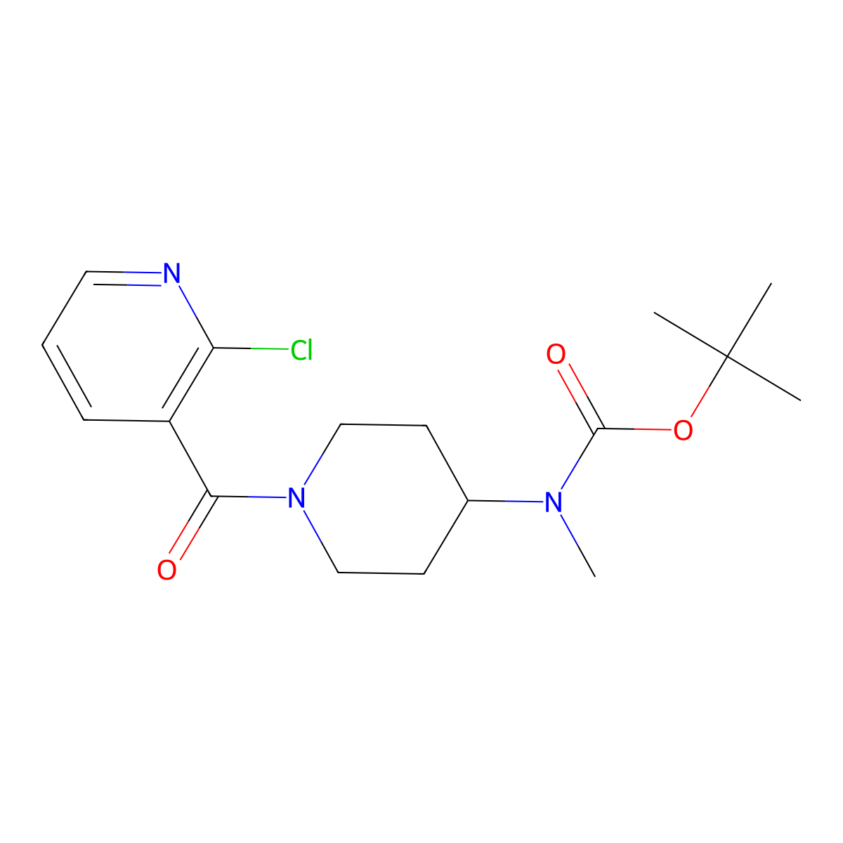 tert-Butyl (1-(2-chloronicotinoyl)piperidin-4-yl)(methyl)carbamate molecular structure, CAS 1353973-16-6
