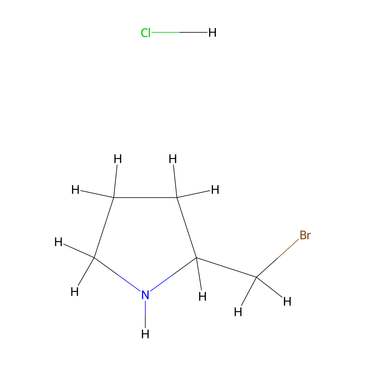2-(Bromomethyl)pyrrolidine hydrochloride molecular structure, CAS 1353973-53-1
