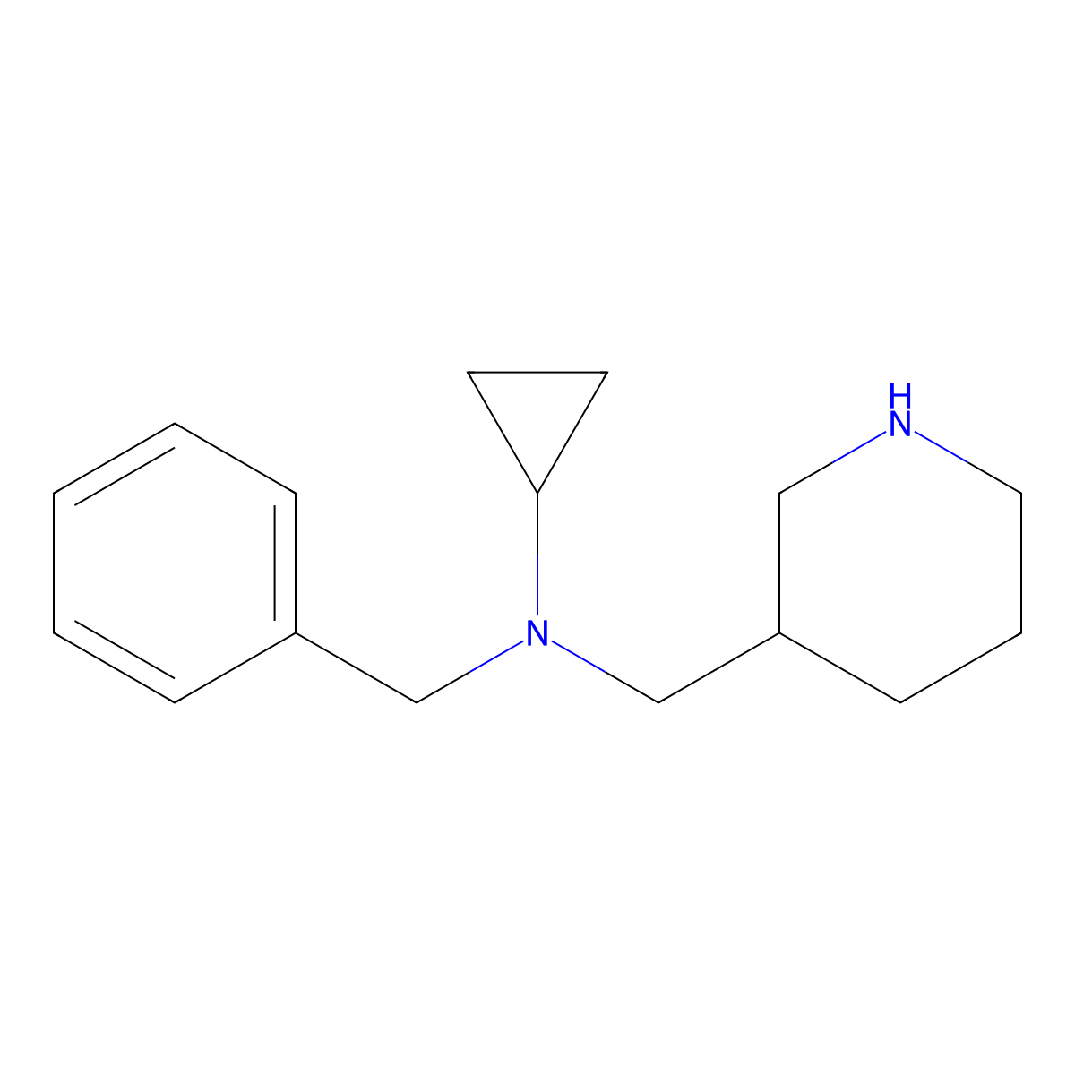 Benzyl-cyclopropyl-piperidin-3-ylmethyl-amine molecular structure, CAS 1353973-84-8