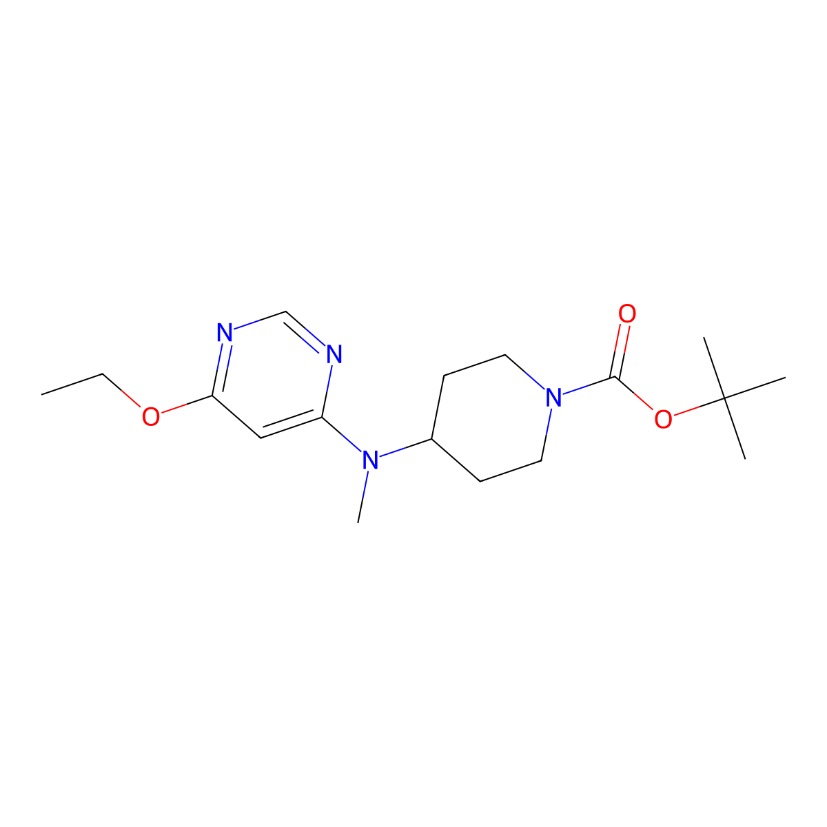 tert-Butyl 4-((6-ethoxypyrimidin-4-yl)(methyl)amino)piperidine-1-carboxylate molecular structure, CAS 1353974-00-1