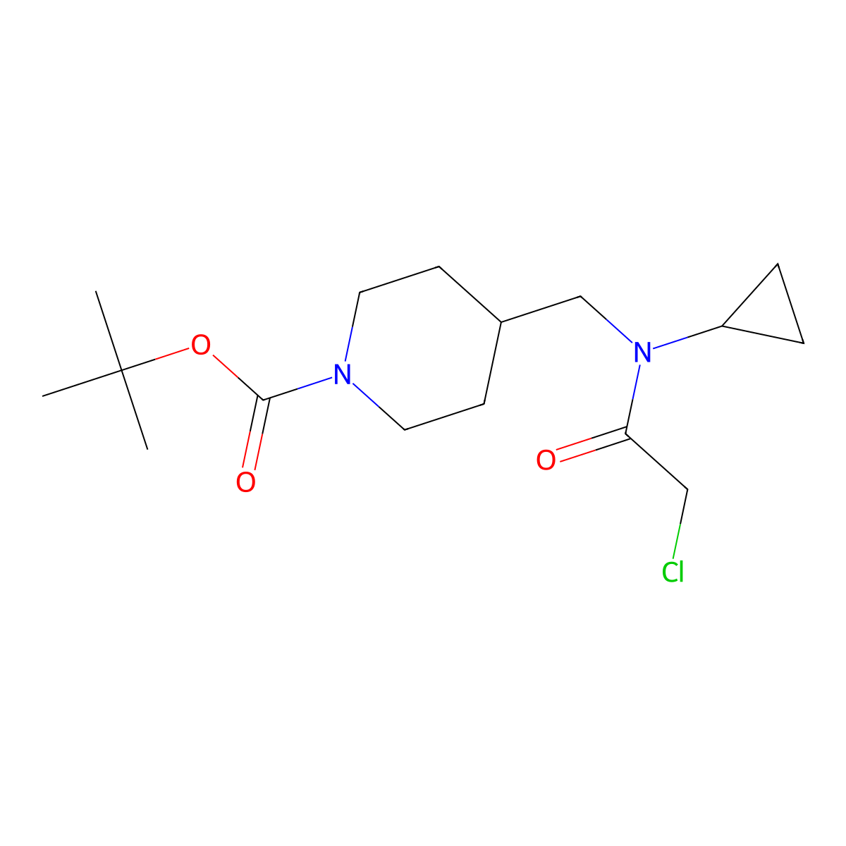 tert-Butyl 4-((2-chloro-N-cyclopropylacetamido)methyl)piperidine-1-carboxylate molecular structure, CAS 1353974-06-7