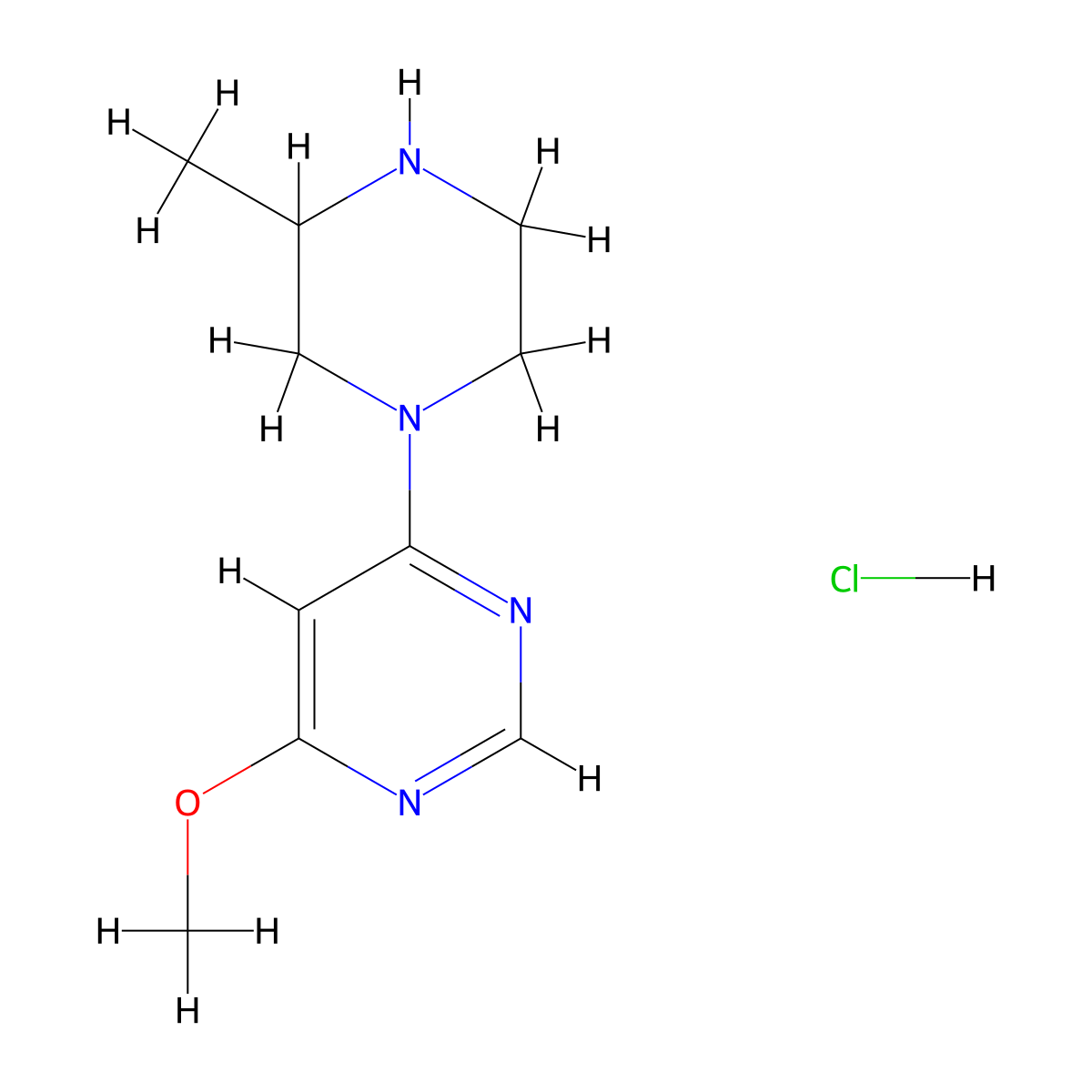 4-Methoxy-6-(3-methylpiperazin-1-yl)pyrimidine hydrochloride molecular structure, CAS 1353974-08-9