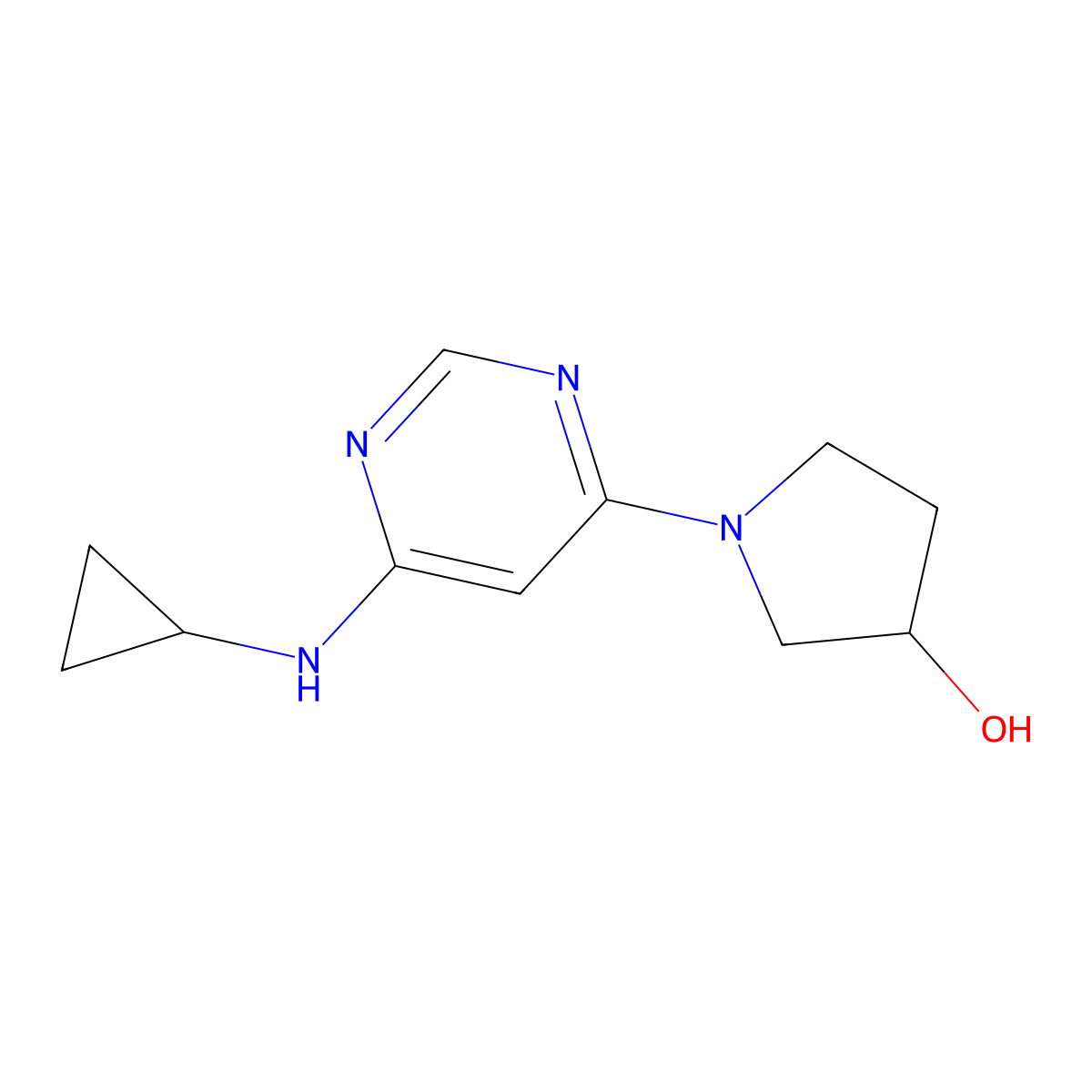 1-(6-(Cyclopropylamino)pyrimidin-4-yl)pyrrolidin-3-ol molecular structure, CAS 1353974-11-4