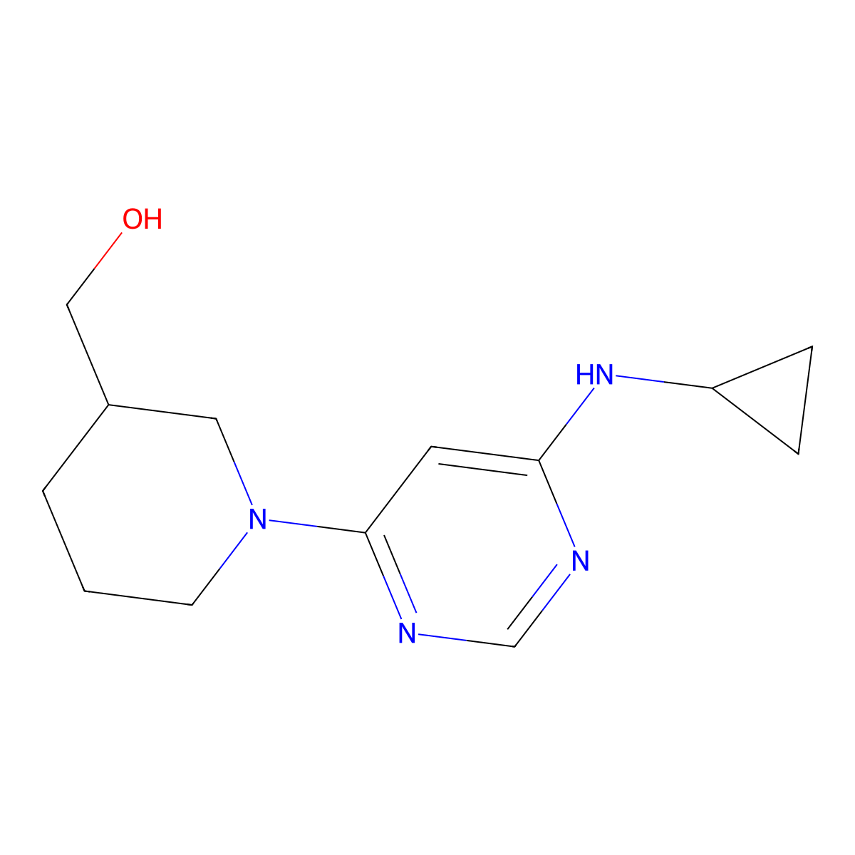 (1-(6-(Cyclopropylamino)pyrimidin-4-yl)piperidin-3-yl)methanol molecular structure, CAS 1353974-14-7