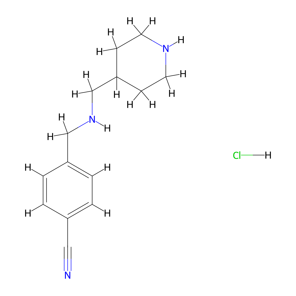 4-(((Piperidin-4-ylmethyl)amino)methyl)benzonitrile hydrochloride molecular structure, CAS 1353974-17-0