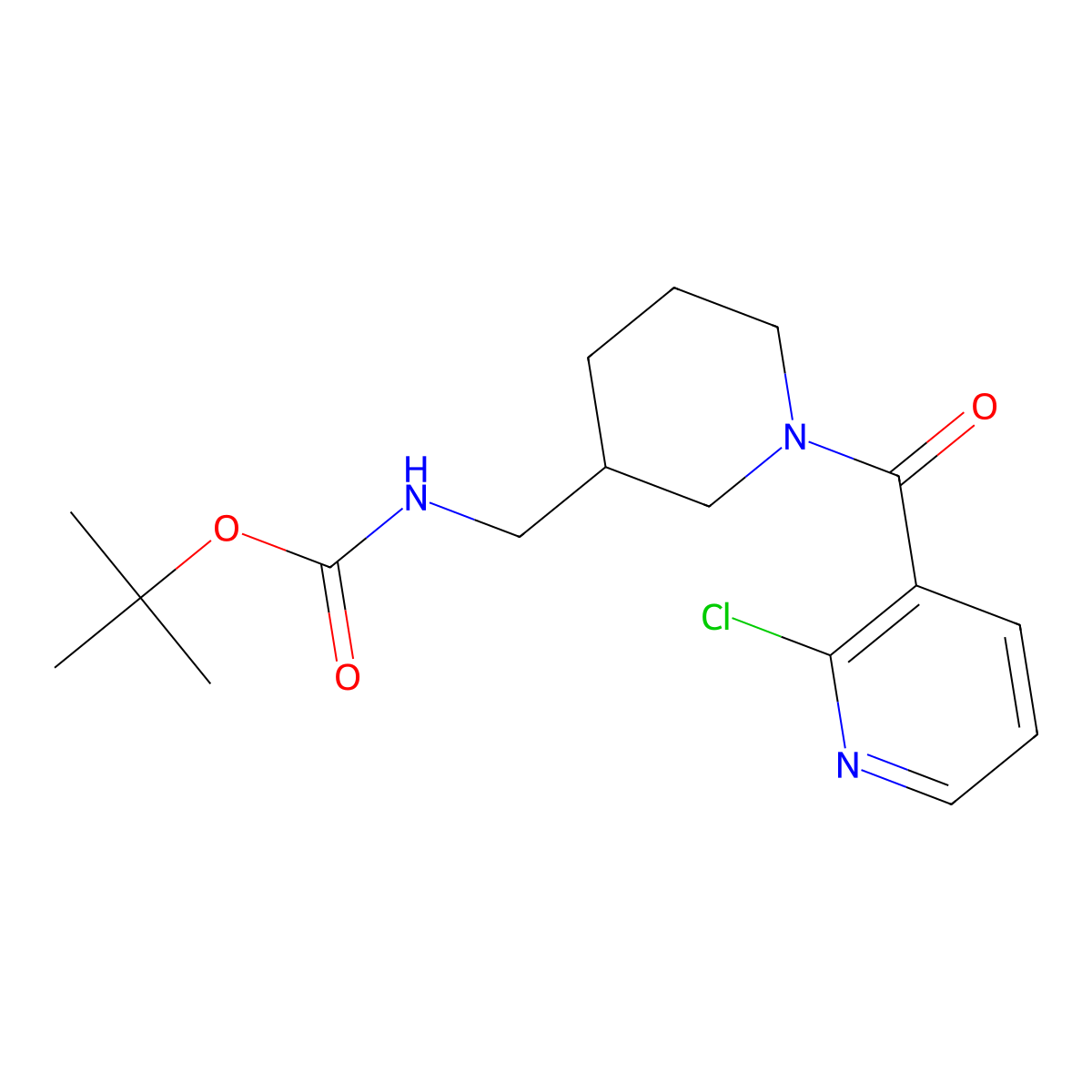 tert-Butyl ((1-(2-chloronicotinoyl)piperidin-3-yl)methyl)carbamate molecular structure, CAS 1353974-41-0