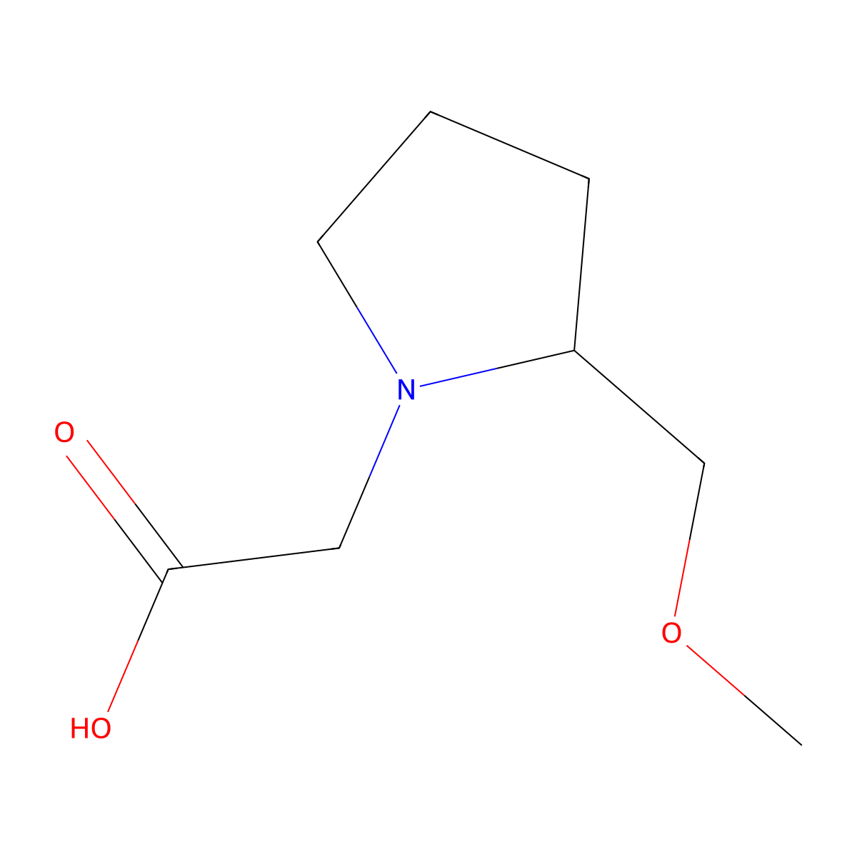 2-(2-(Methoxymethyl)pyrrolidin-1-yl)acetic acid molecular structure, CAS 1353975-15-1
