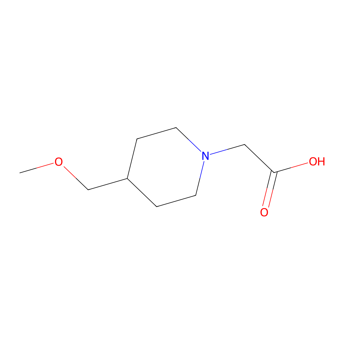 (4-Methoxymethyl-piperidin-1-yl)-acetic acid molecular structure, CAS 1353975-18-4