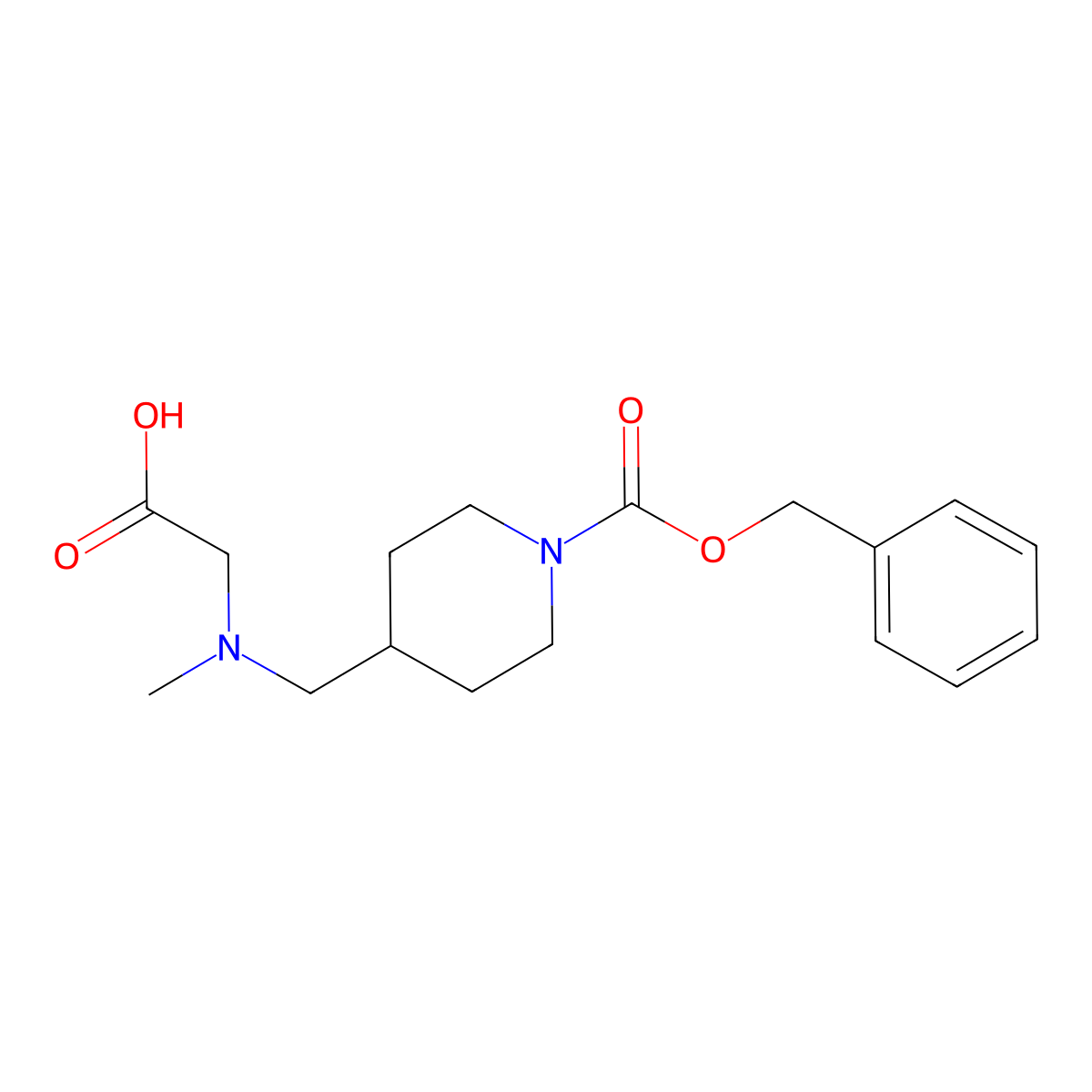 4-[(Carboxymethyl-methyl-amino)-methyl]-piperidine-1-carboxylic acid benzyl ester molecular structure, CAS 1353975-42-4