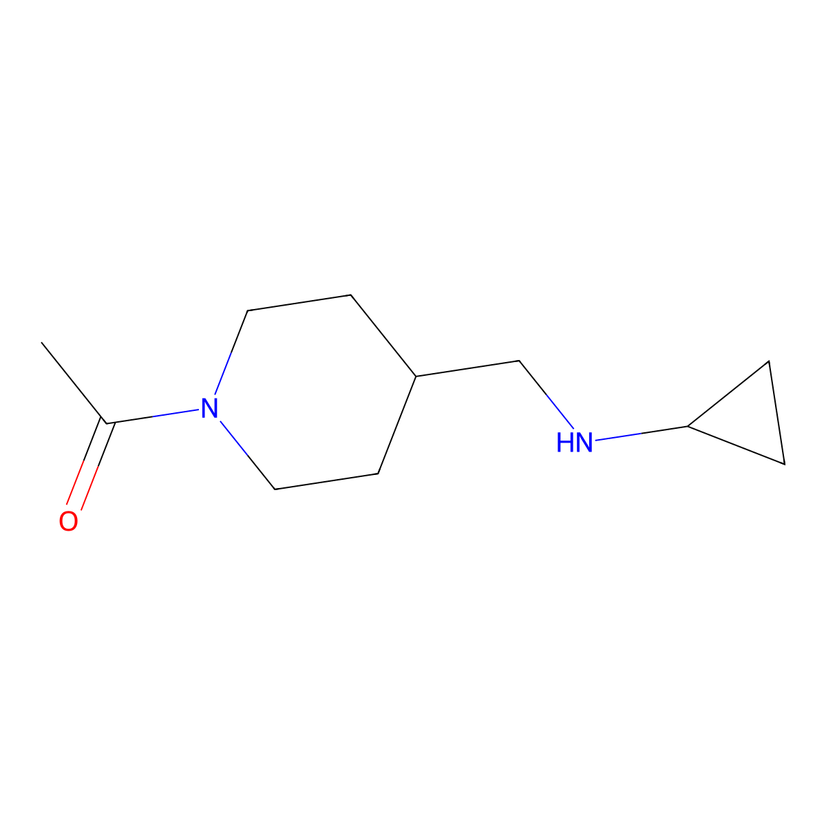 1-(4-((Cyclopropylamino)methyl)piperidin-1-yl)ethanone molecular structure, CAS 1353975-61-7