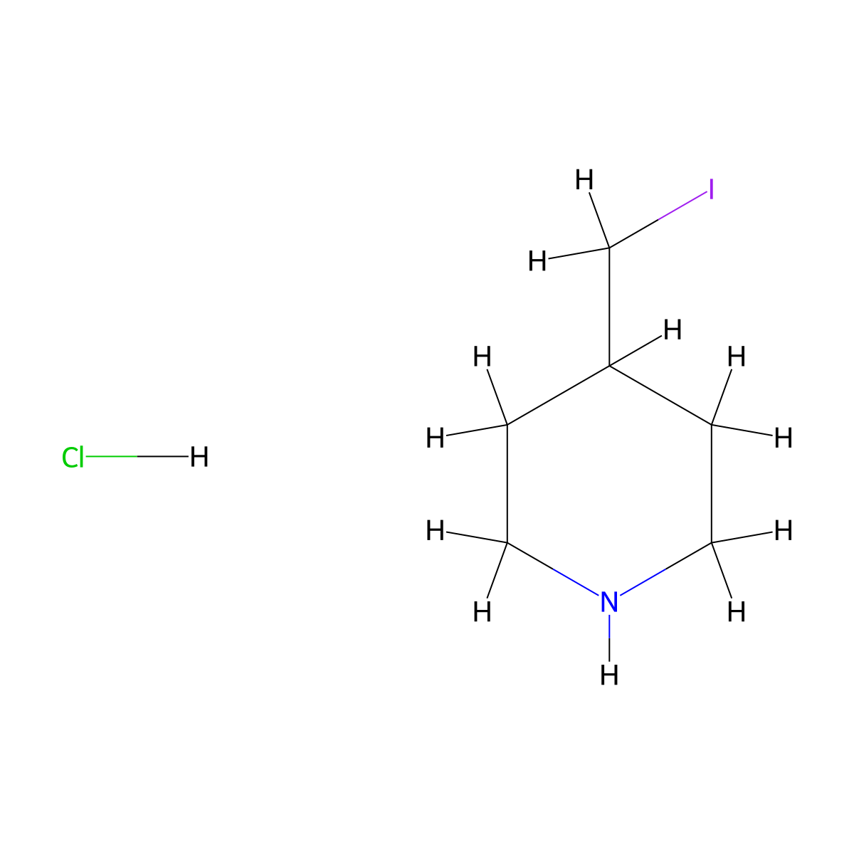4-(Iodomethyl)piperidine Hydrochloride molecular structure, CAS 1353976-20-1
