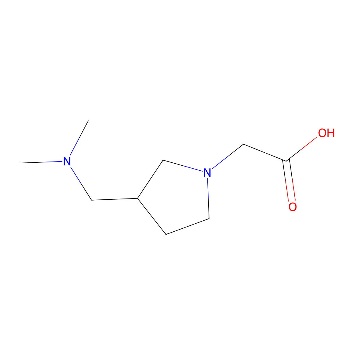 (3-Dimethylaminomethyl-pyrrolidin-1-yl)-acetic acid molecular structure, CAS 1353976-26-7