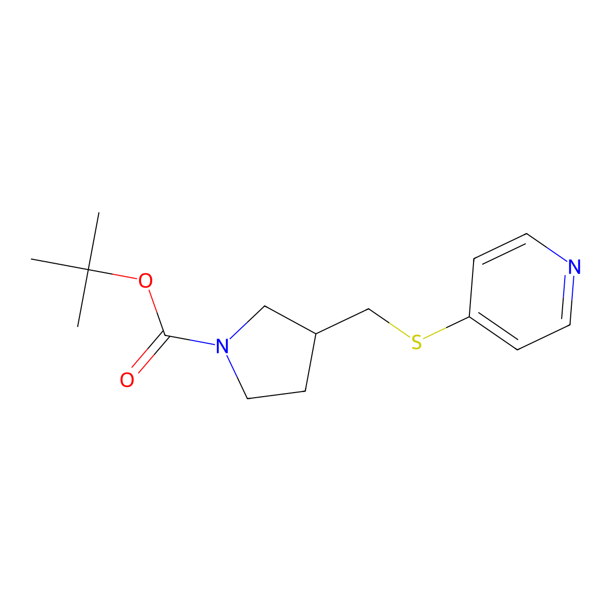 tert-Butyl 3-((pyridin-4-ylthio)methyl)pyrrolidine-1-carboxylate molecular structure, CAS 1353977-06-6