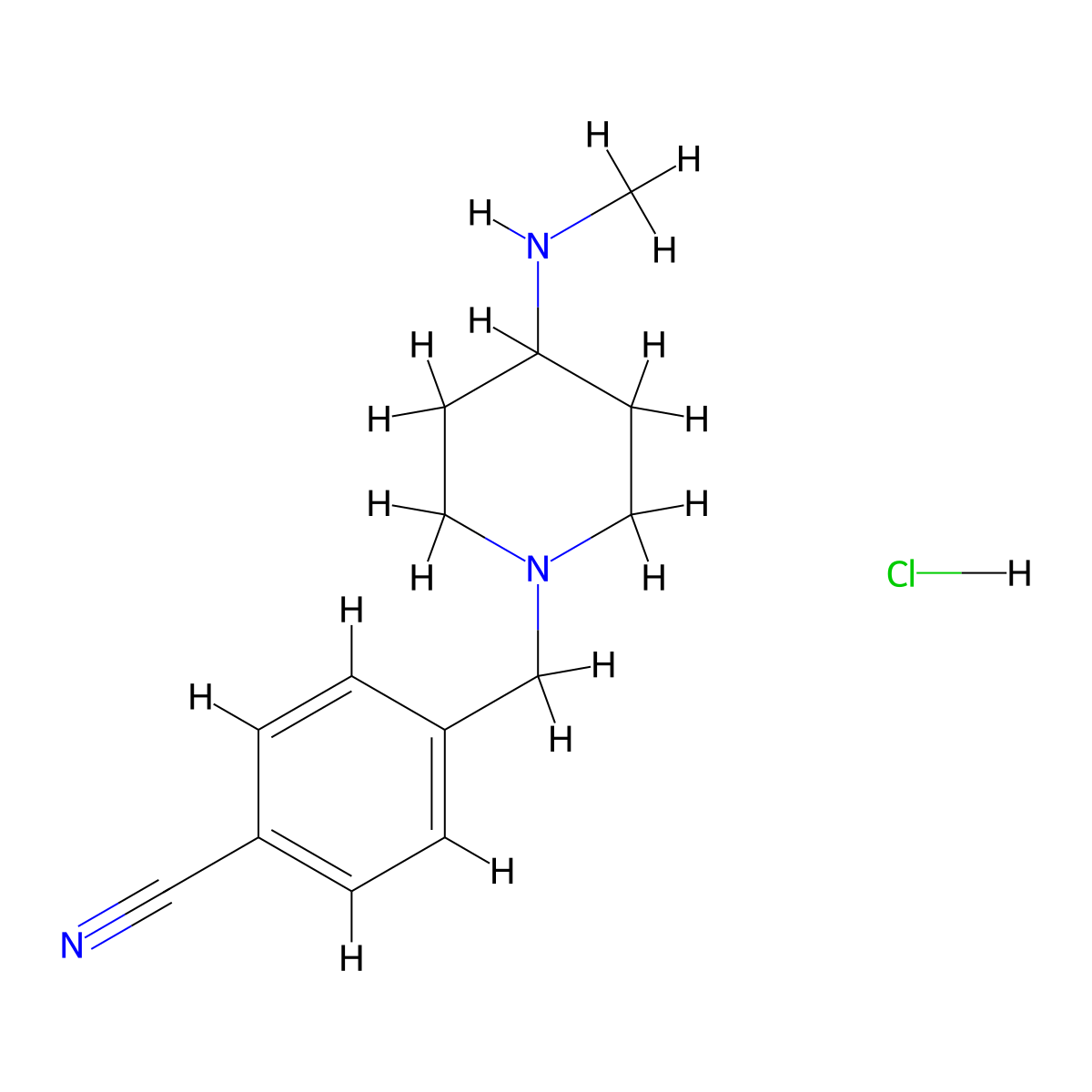 4-((4-(Methylamino)piperidin-1-yl)methyl)benzonitrile hydrochloride molecular structure, CAS 1353977-13-5