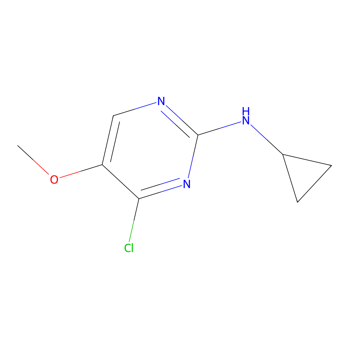 4-chloro-N-cyclopropyl-5-methoxypyrimidin-2-amine molecular structure, CAS 1353977-54-4