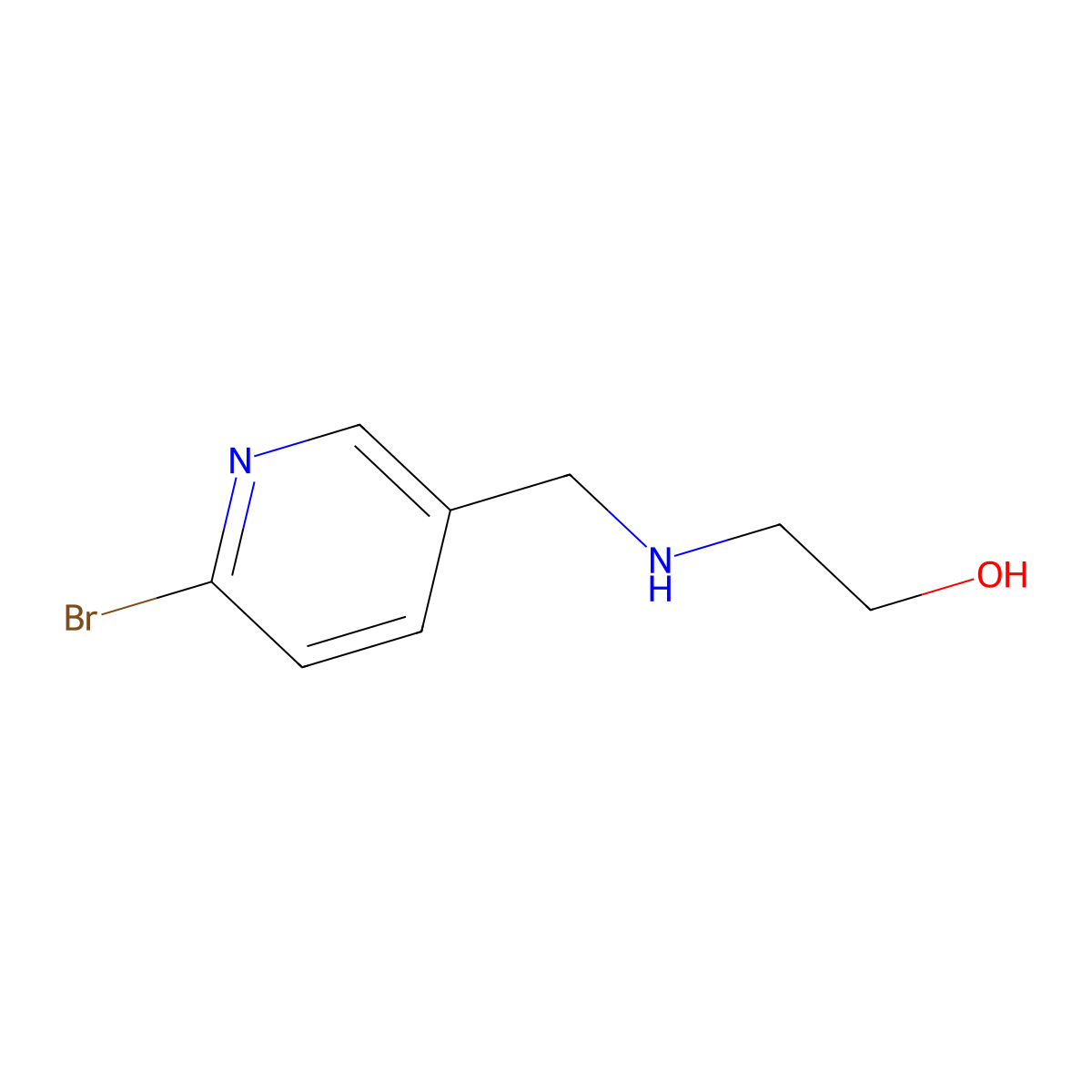2-[(6-Bromo-pyridin-3-ylmethyl)-amino]-ethanol molecular structure, CAS 1353977-74-8