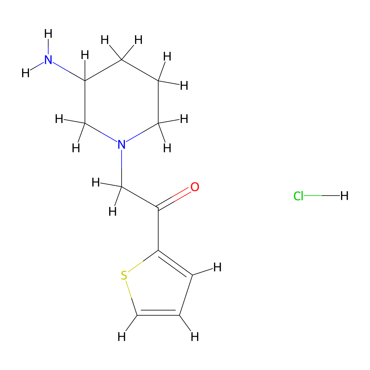 2-(3-Aminopiperidin-1-yl)-1-(thiophen-2-yl)ethanone hydrochloride molecular structure, CAS 1353977-79-3