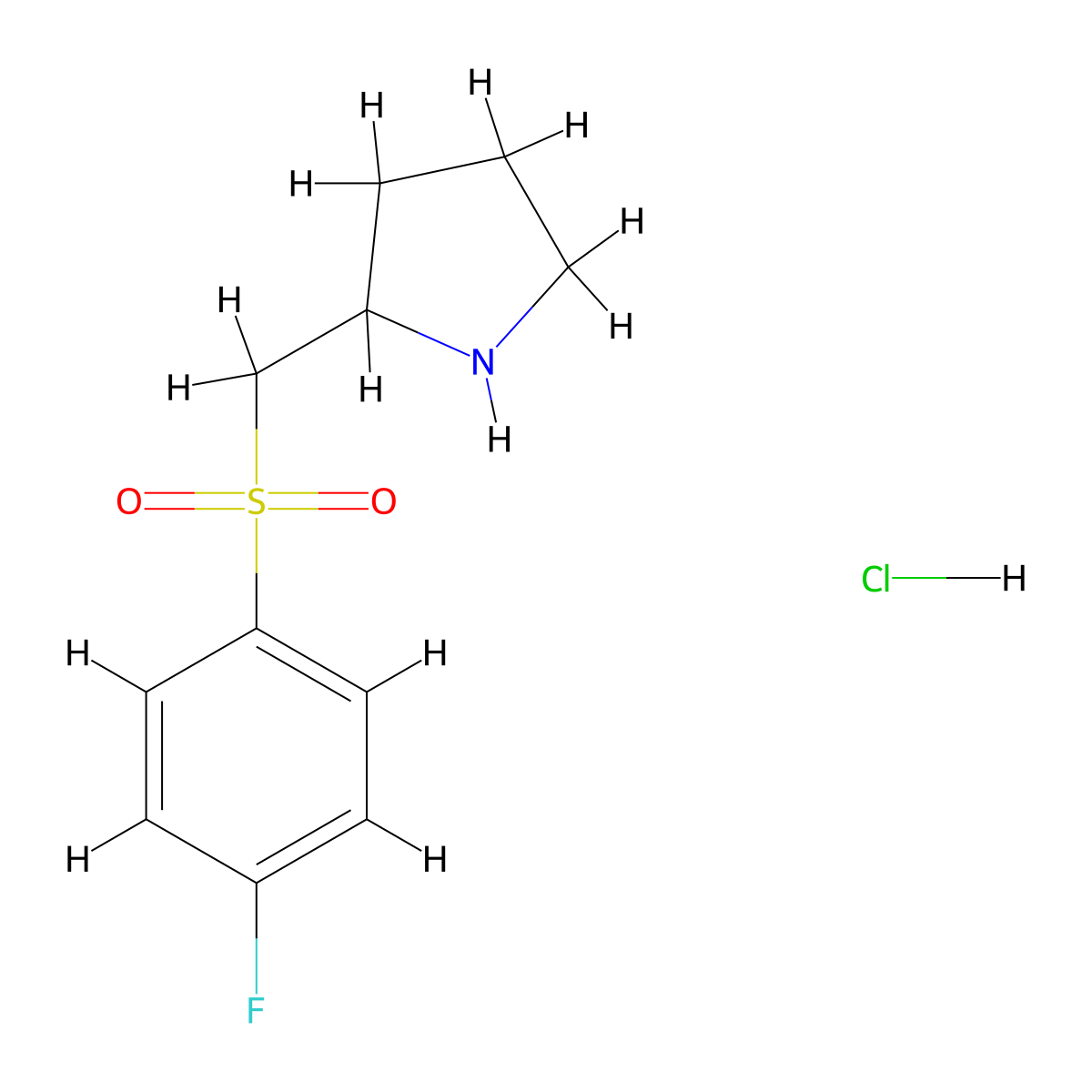 2-(((4-Fluorophenyl)sulfonyl)methyl)pyrrolidine hydrochloride molecular structure, CAS 1353977-86-2