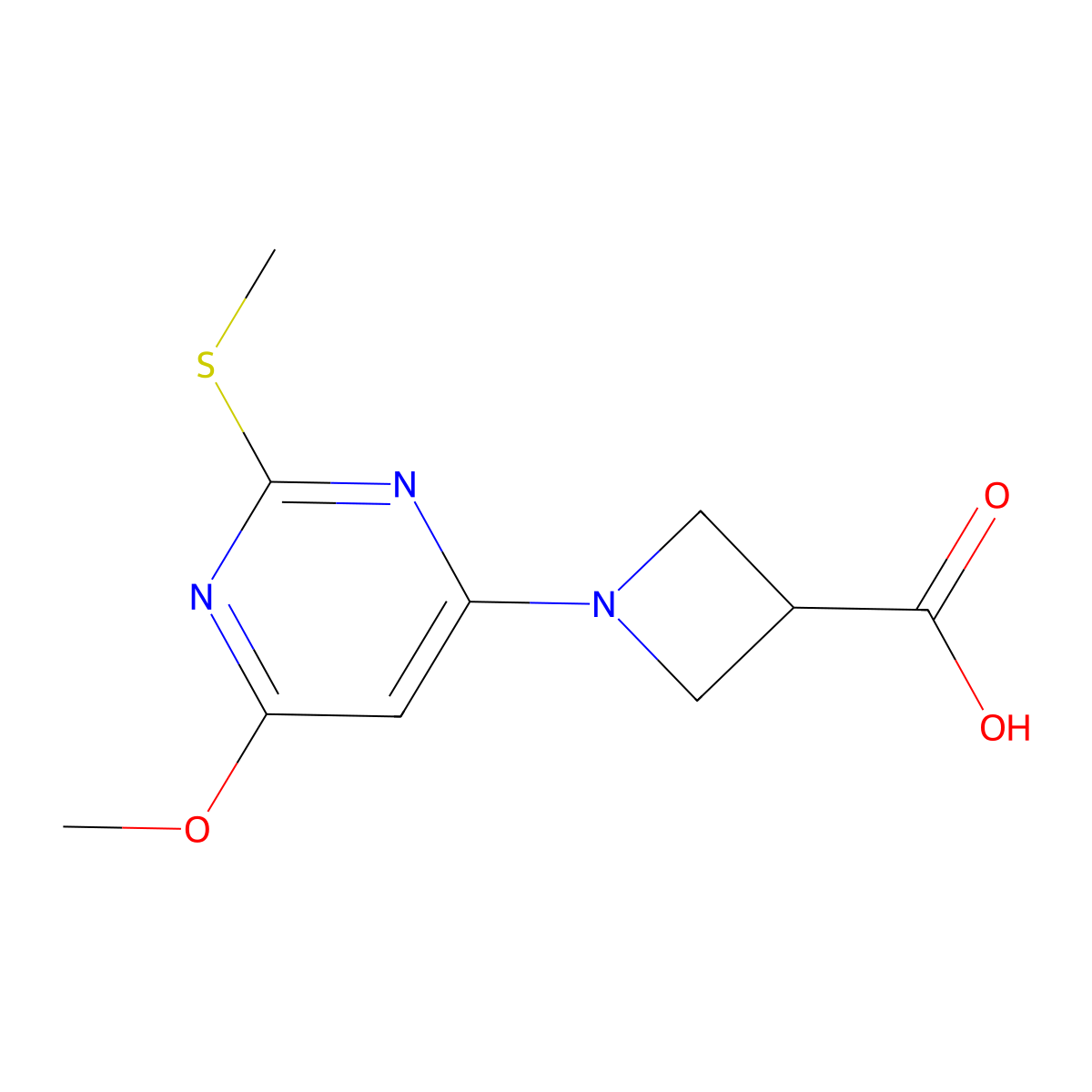 1-(6-Methoxy-2-(methylthio)pyrimidin-4-yl)azetidine-3-carboxylic acid molecular structure, CAS 1353977-93-1