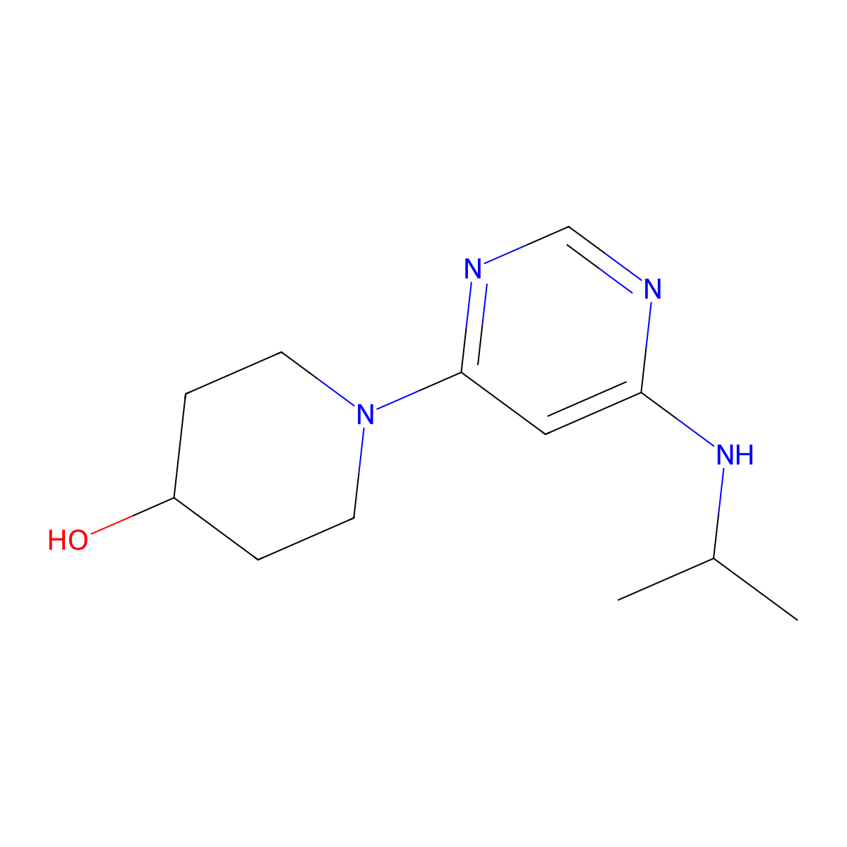 1-(6-(Isopropylamino)pyrimidin-4-yl)piperidin-4-ol molecular structure, CAS 1353977-98-6