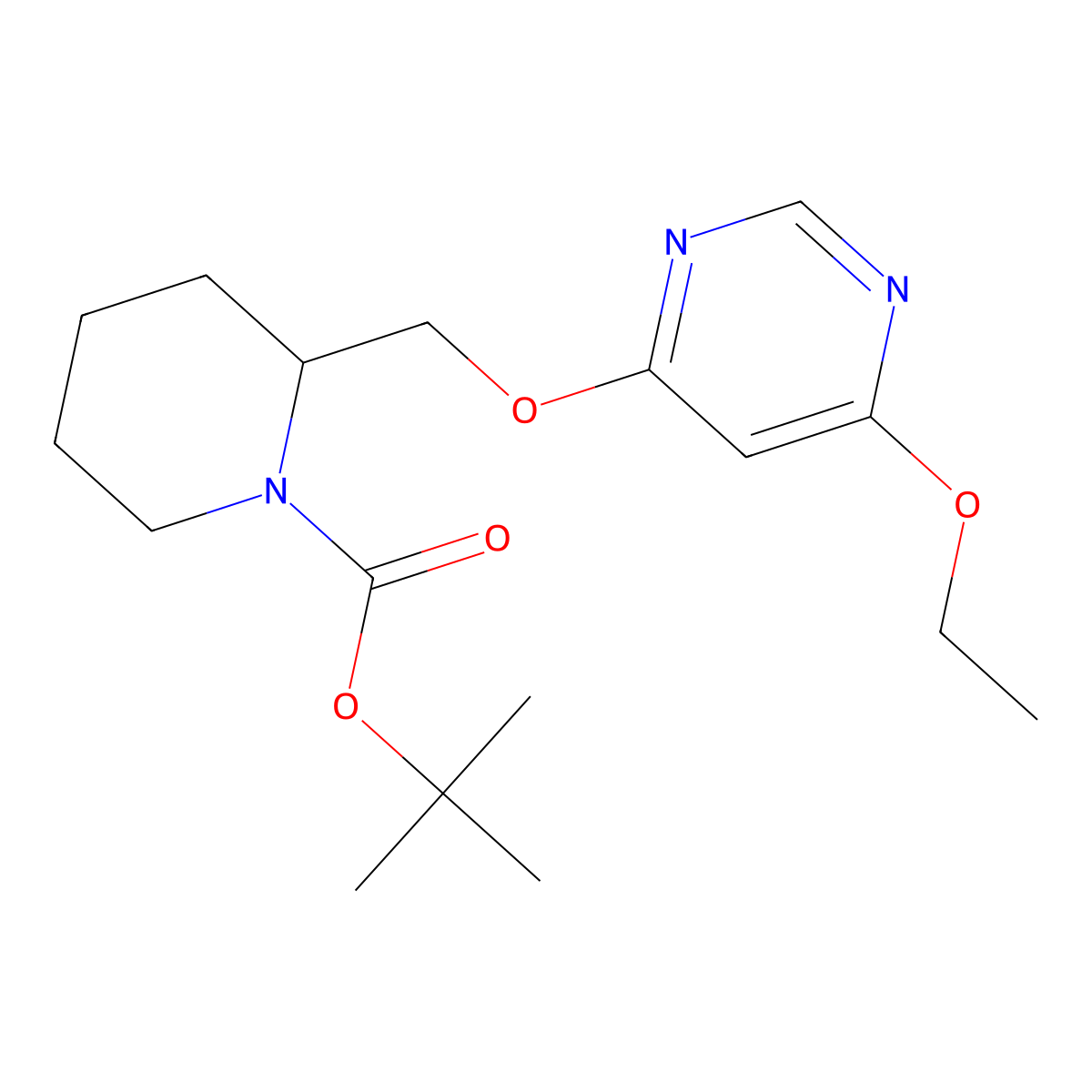 tert-Butyl 2-(((6-ethoxypyrimidin-4-yl)oxy)methyl)piperidine-1-carboxylate molecular structure, CAS 1353978-03-6