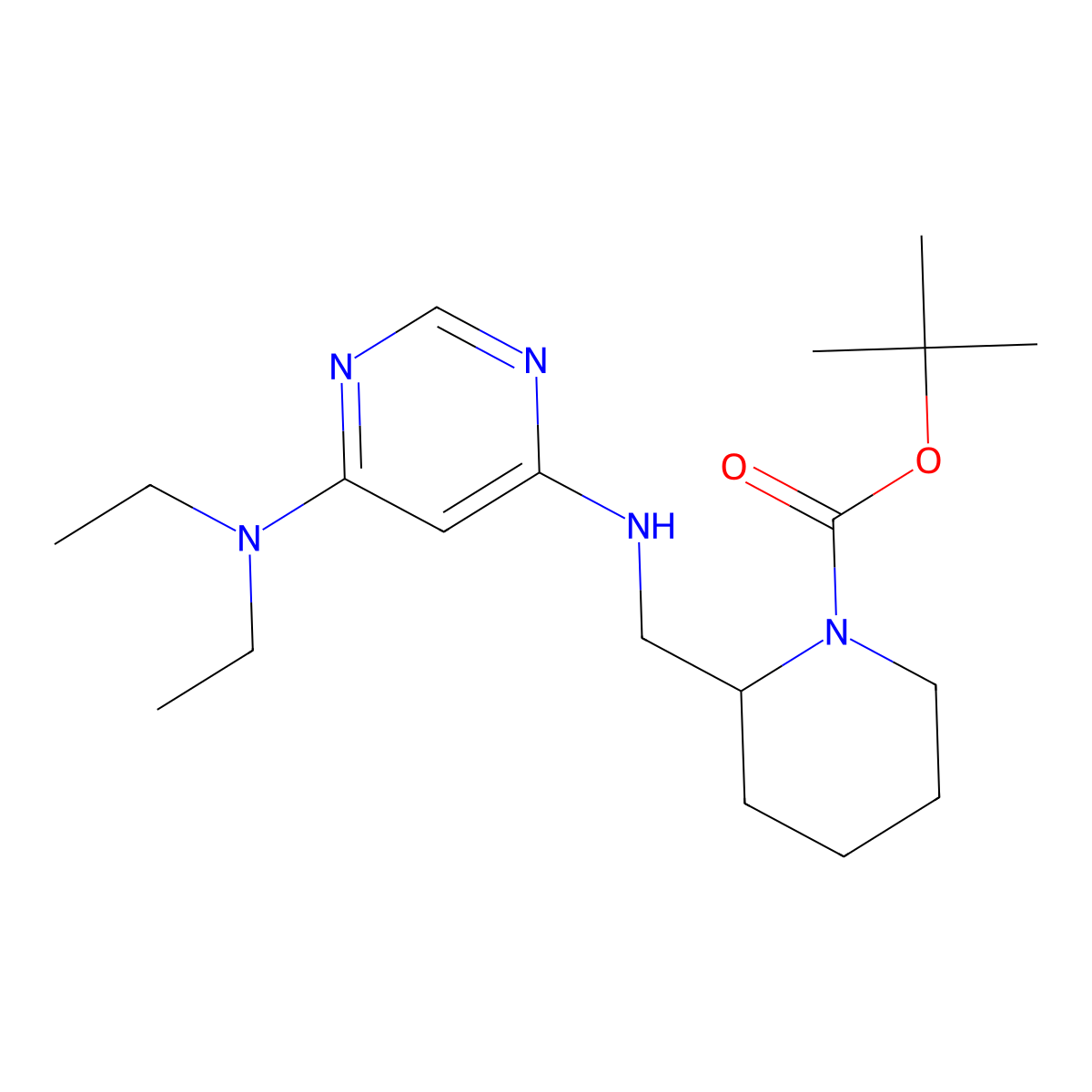 tert-Butyl 2-(((6-(diethylamino)pyrimidin-4-yl)amino)methyl)piperidine-1-carboxylate molecular structure, CAS 1353978-05-8