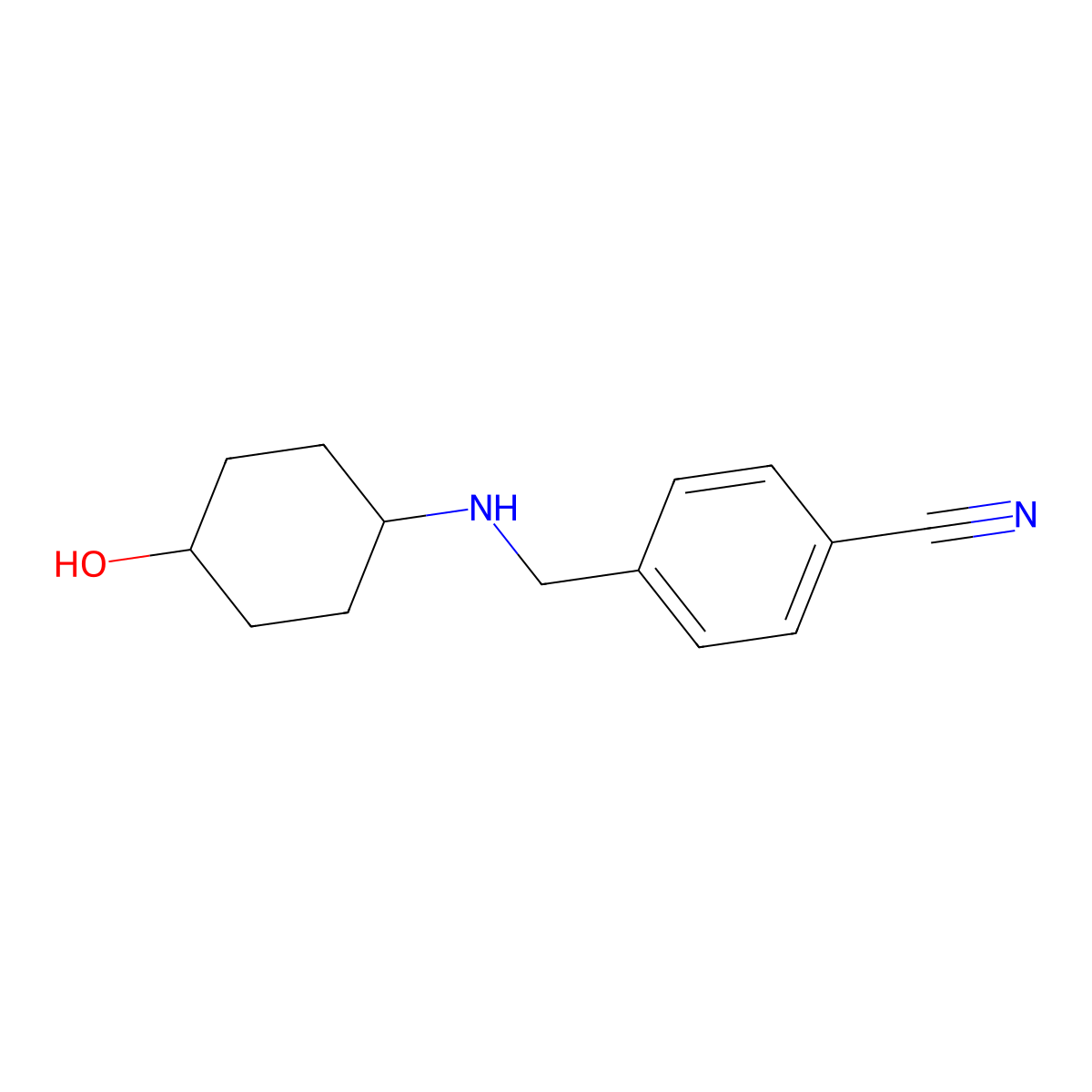4-((((1r,4r)-4-Hydroxycyclohexyl)amino)methyl)benzonitrile molecular structure, CAS 1353978-09-2