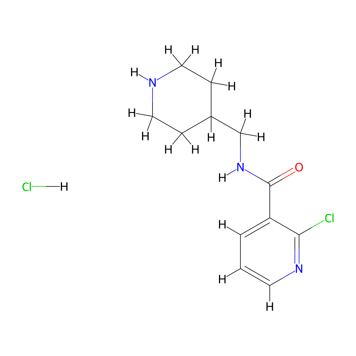 2-Chloro-N-(piperidin-4-ylmethyl)nicotinamide hydrochloride molecular structure, CAS 1353978-23-0