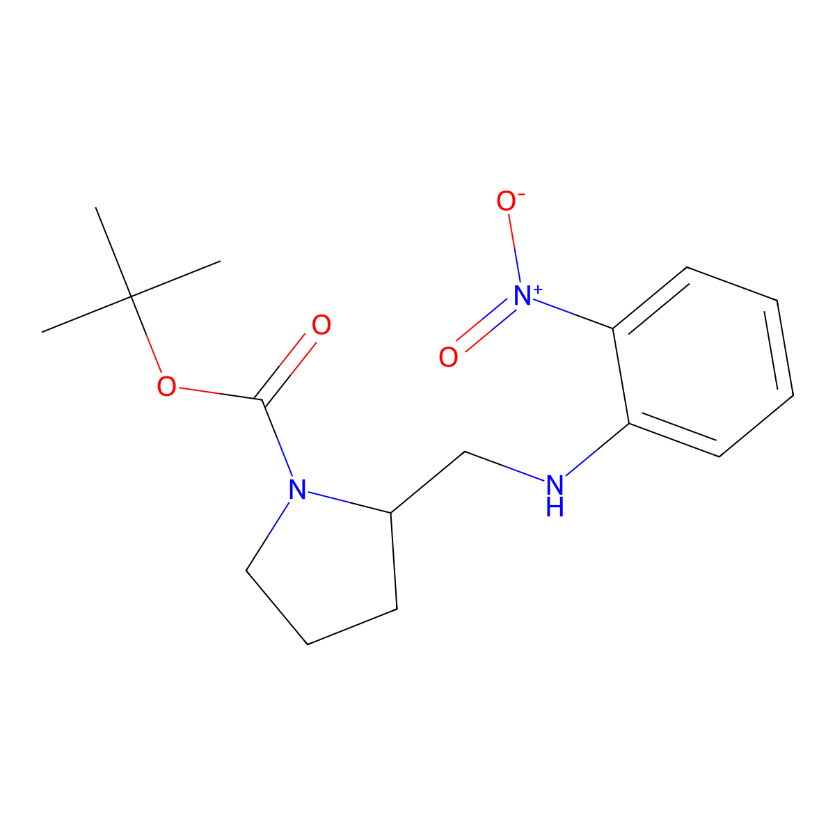 tert-Butyl 2-(((2-nitrophenyl)amino)methyl)pyrrolidine-1-carboxylate molecular structure, CAS 1353978-32-1
