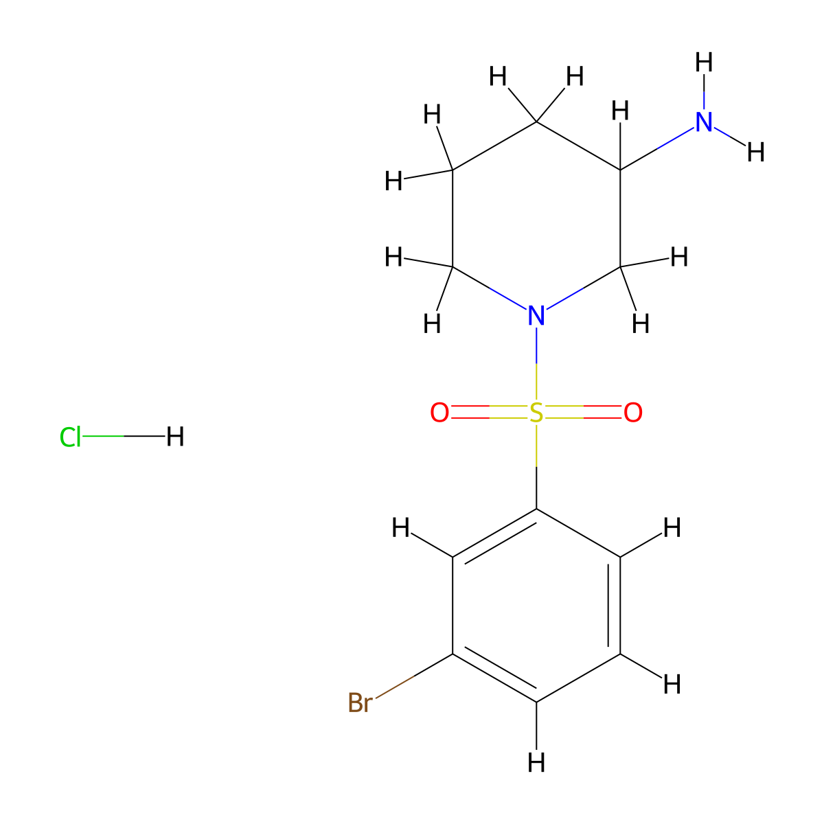 1-((3-Bromophenyl)sulfonyl)piperidin-3-amine hydrochloride molecular structure, CAS 1353978-37-6