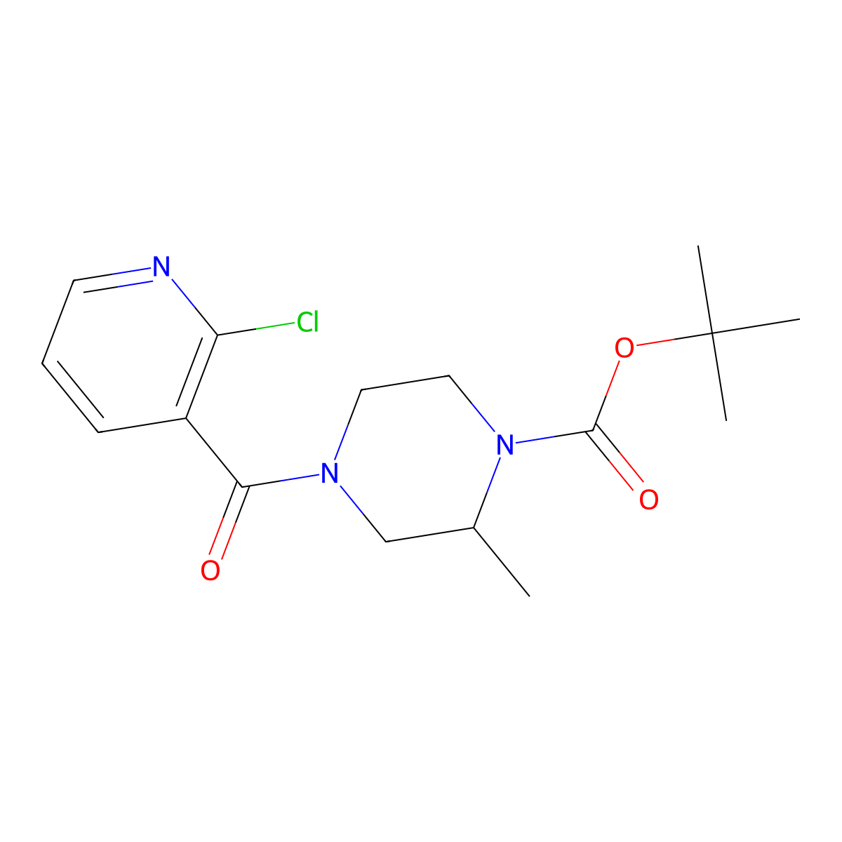 tert-Butyl 4-(2-chloronicotinoyl)-2-methylpiperazine-1-carboxylate molecular structure, CAS 1353978-39-8