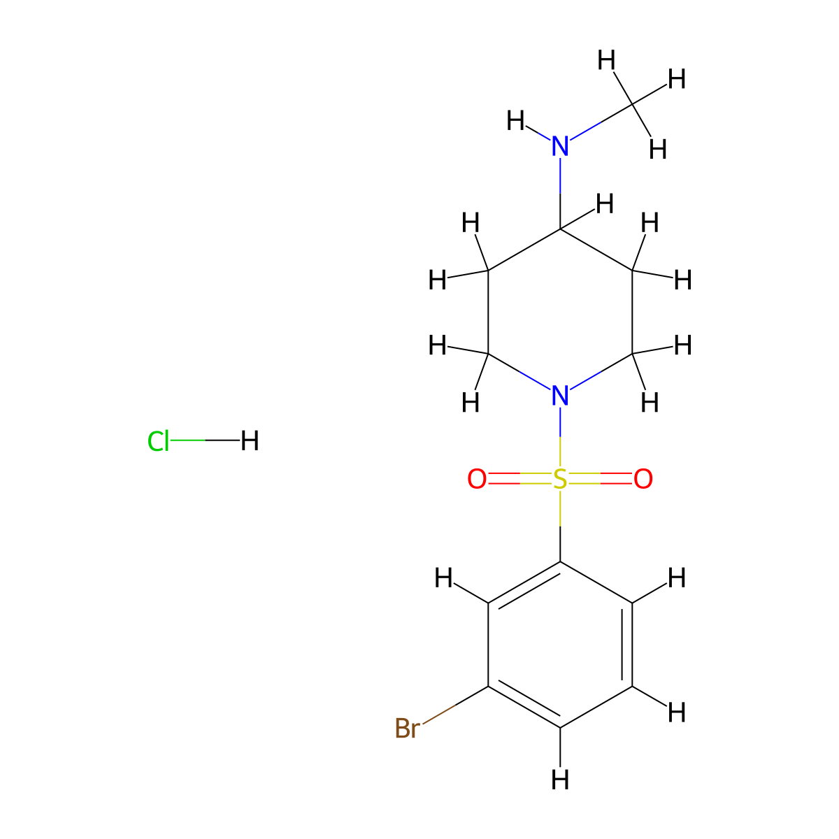 1-((3-Bromophenyl)sulfonyl)-N-methylpiperidin-4-amine hydrochloride molecular structure, CAS 1353978-50-3