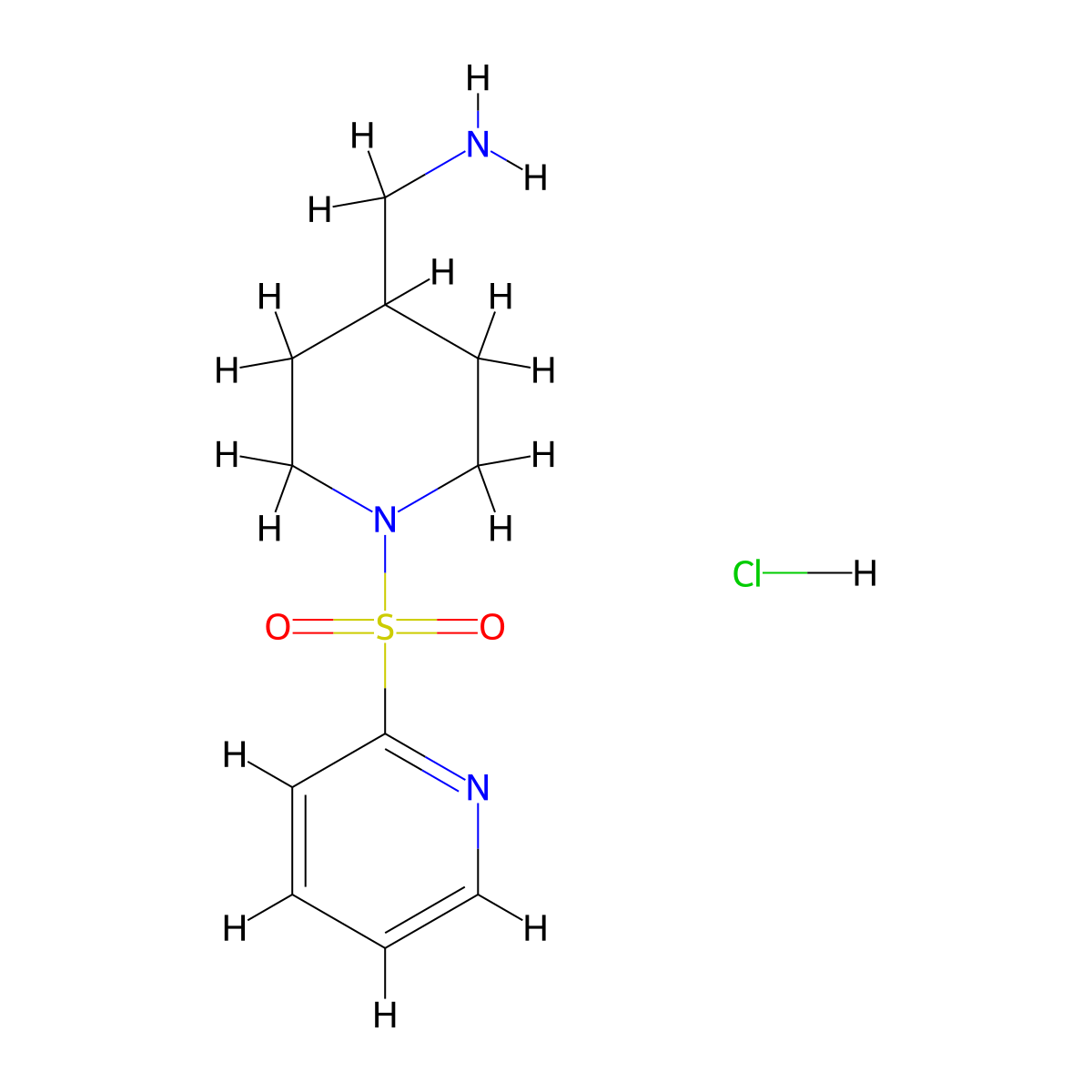 (1-(Pyridin-2-ylsulfonyl)piperidin-4-yl)methanamine hydrochloride molecular structure, CAS 1353978-68-3