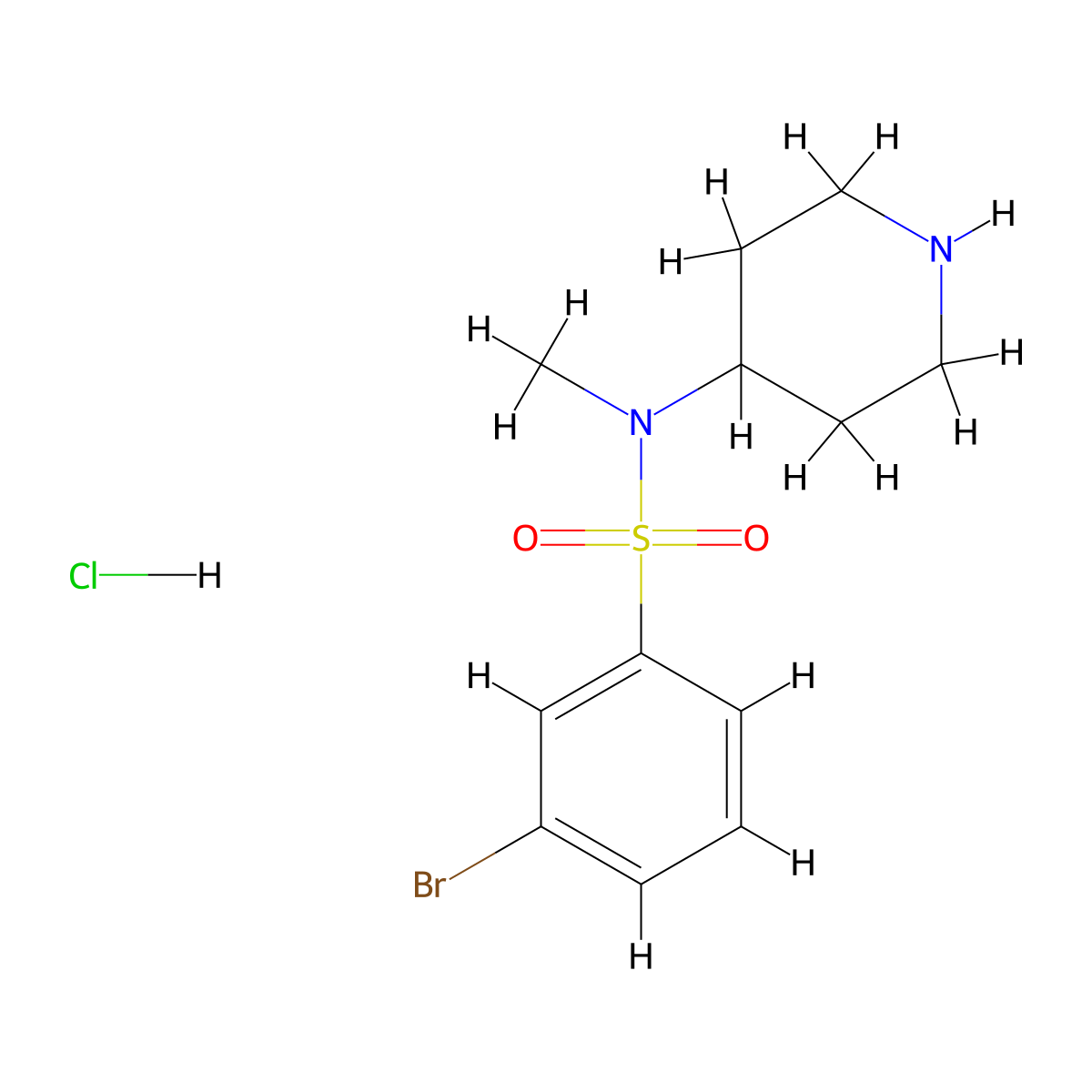 3-Bromo-N-methyl-N-(piperidin-4-yl)benzenesulfonamide hydrochloride molecular structure, CAS 1353978-73-0