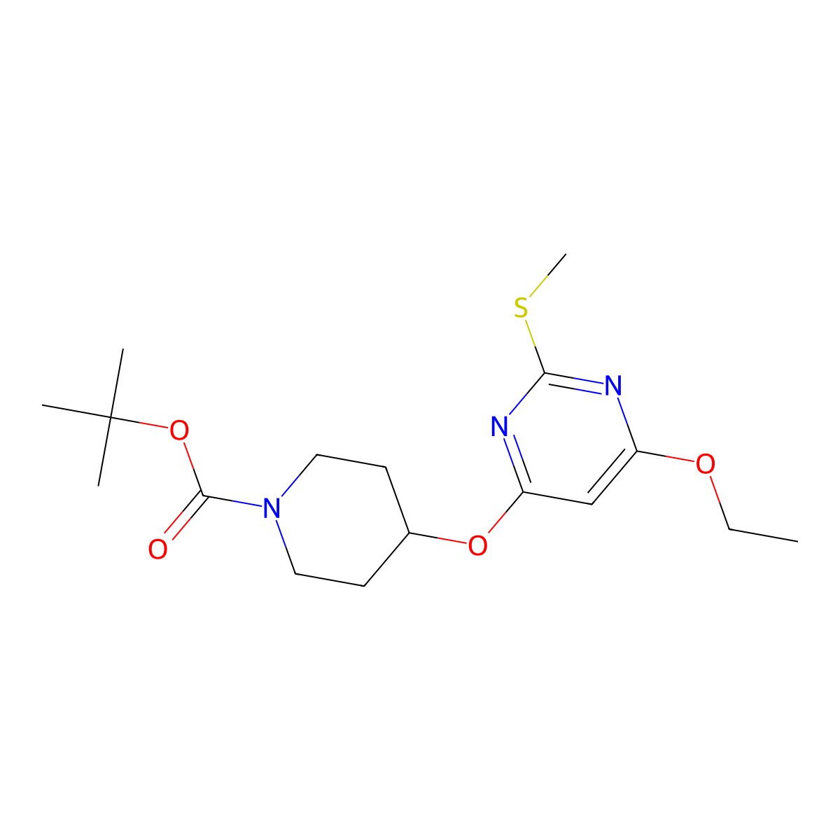 tert-Butyl 4-((6-ethoxy-2-(methylthio)pyrimidin-4-yl)oxy)piperidine-1-carboxylate molecular structure, CAS 1353978-81-0