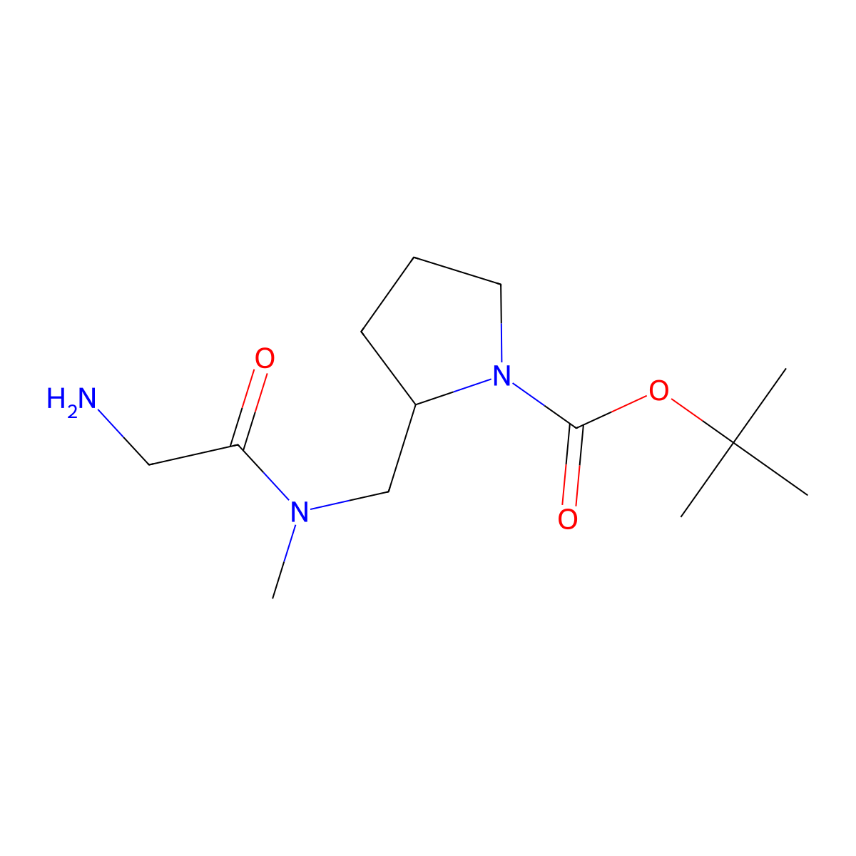 2-{[(2-Amino-acetyl)-methyl-amino]-methyl}-pyrrolidine-1-carboxylic acid tert-butyl ester molecular structure, CAS 1353979-13-1