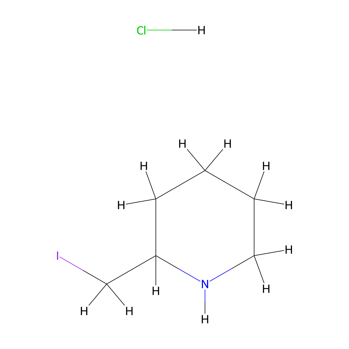 2-(Iodomethyl)piperidine hydrochloride molecular structure, CAS 1353979-65-3
