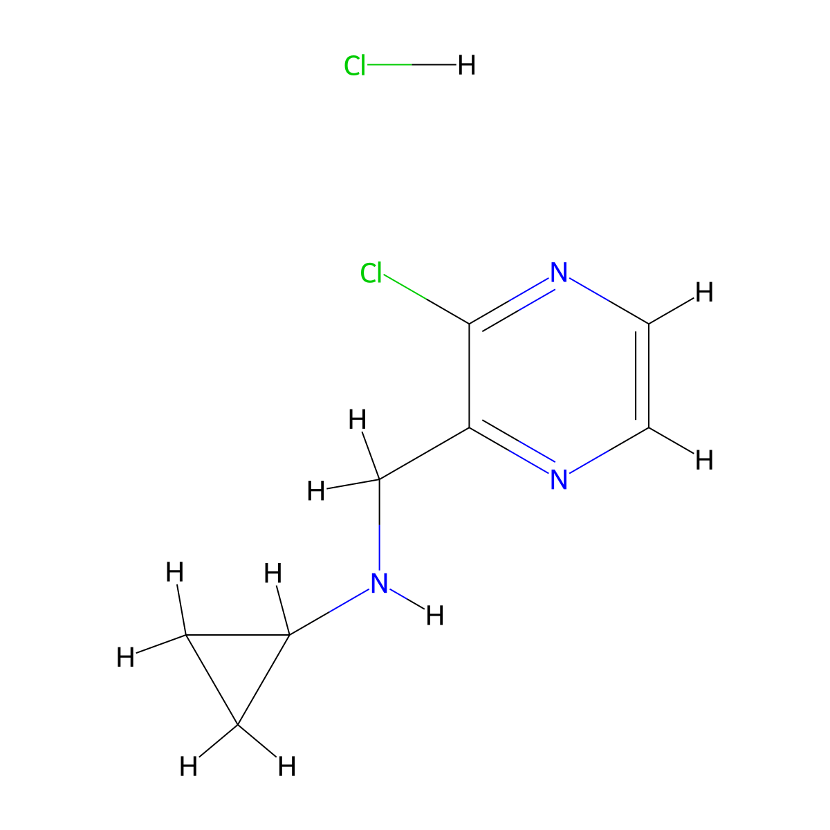 N-((3-Chloropyrazin-2-YL)methyl)cyclopropanamine hydrochloride molecular structure, CAS 1353979-80-2