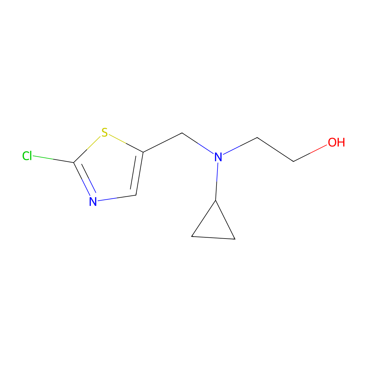 2-[(2-Chloro-thiazol-5-ylmethyl)-cyclopropyl-amino]-ethanol molecular structure, CAS 1353979-93-7