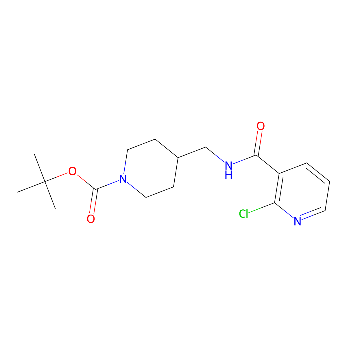 tert-Butyl 4-((2-chloronicotinamido)methyl)piperidine-1-carboxylate molecular structure, CAS 1353979-99-3