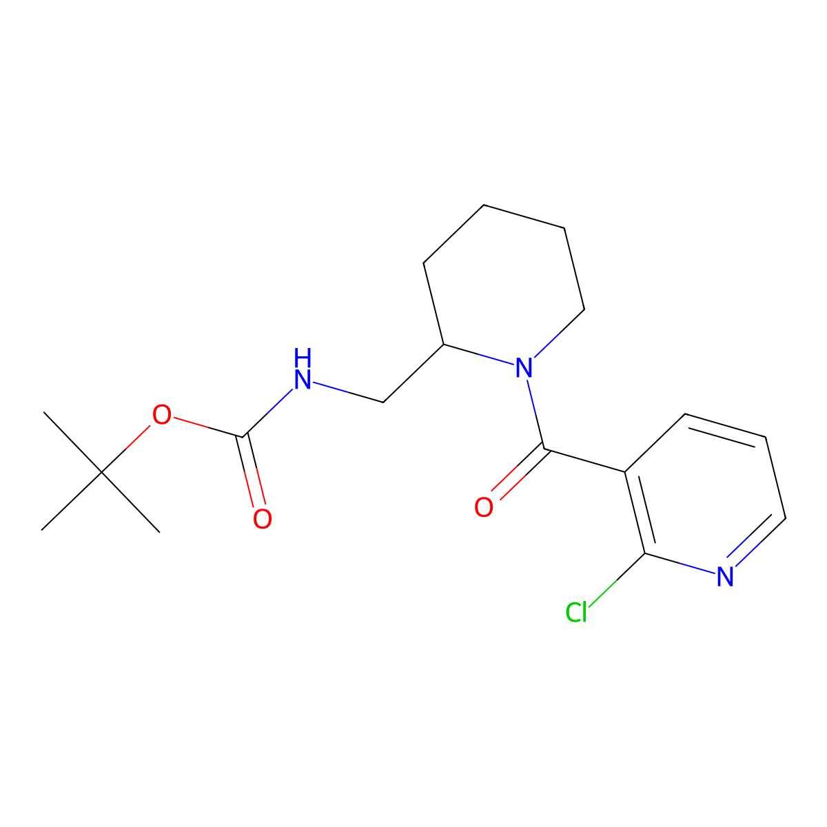 tert-Butyl ((1-(2-chloronicotinoyl)piperidin-2-yl)methyl)carbamate molecular structure, CAS 1353980-08-1