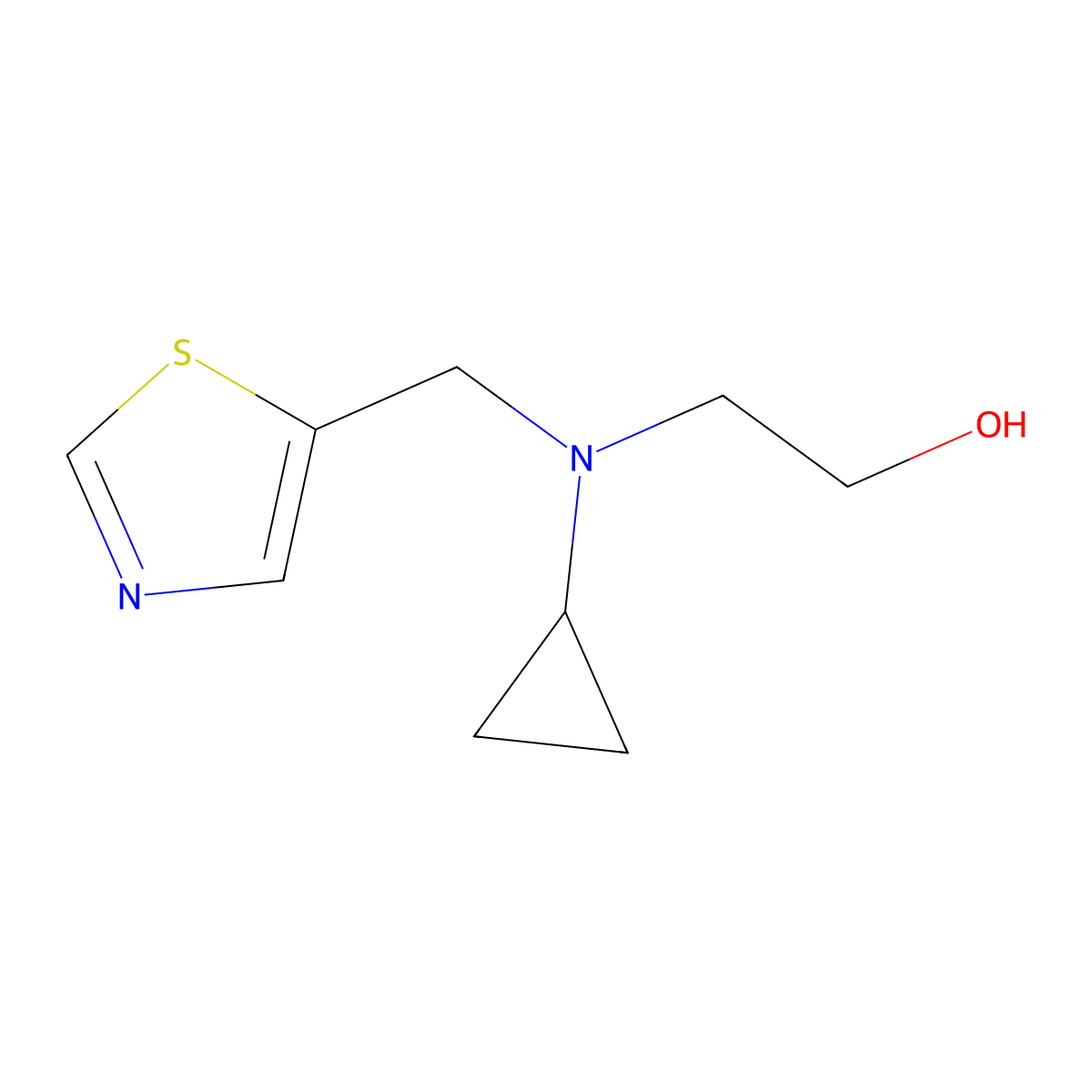 2-(Cyclopropyl-thiazol-5-ylmethyl-amino)-ethanol molecular structure, CAS 1353980-09-2