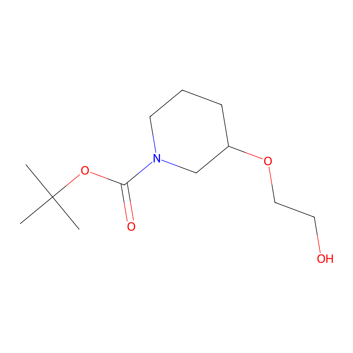 Tert-butyl 3-(2-hydroxyethoxy)piperidine-1-carboxylate molecular structure, CAS 1353980-11-6