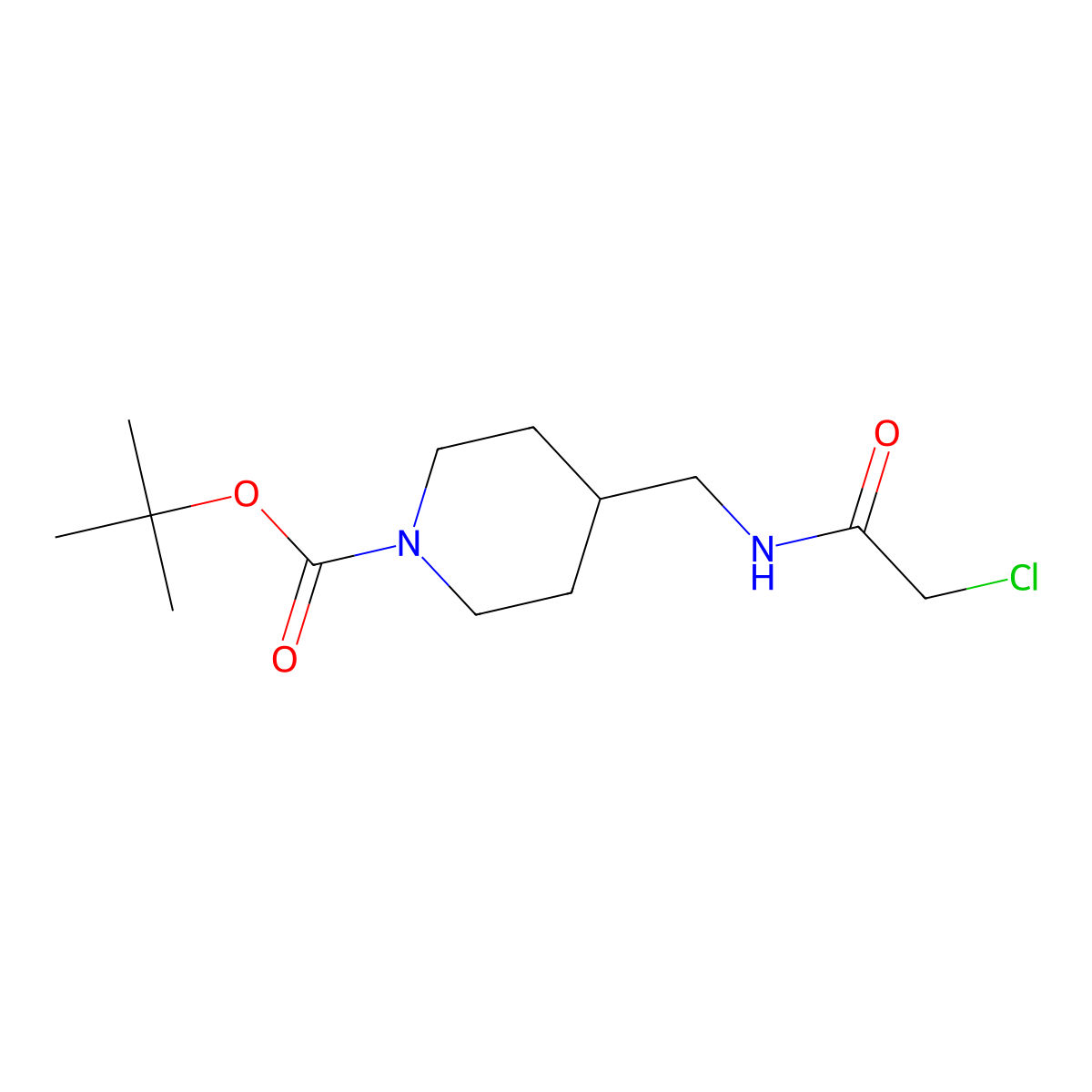 tert-Butyl 4-((2-chloroacetamido)methyl)piperidine-1-carboxylate molecular structure, CAS 1353980-27-4